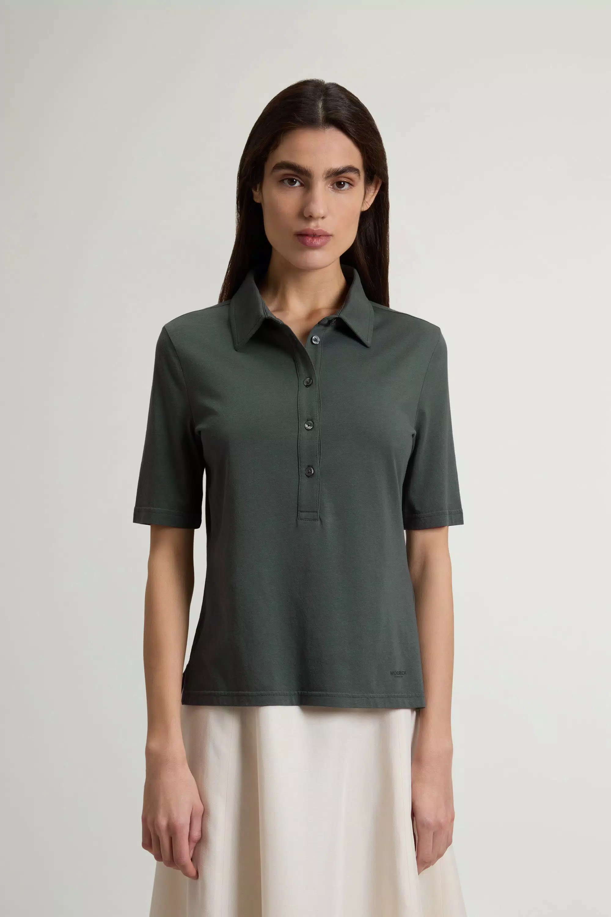 Luxe Polo Shirt in Cotton and Modal Blend - Forest Veil