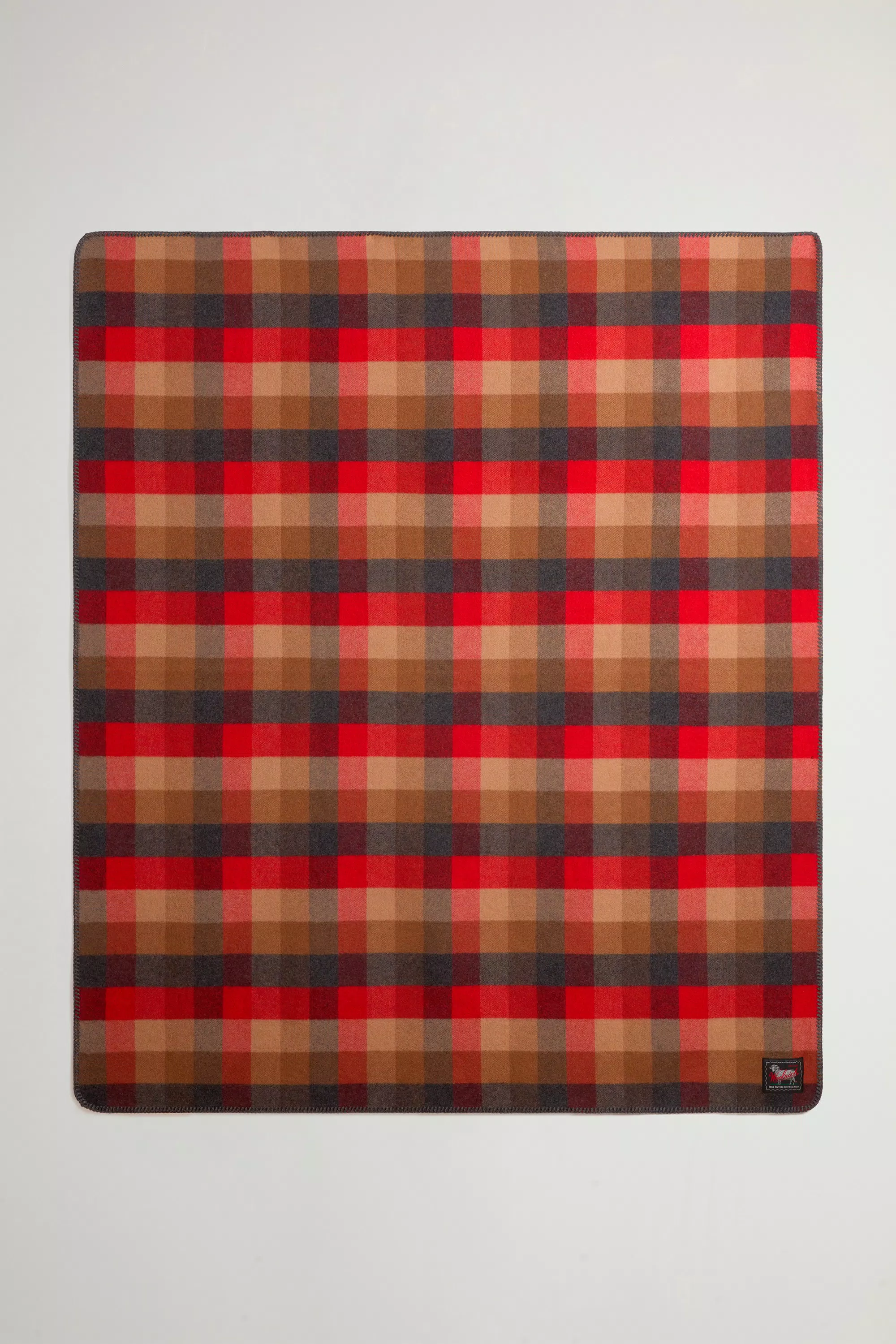 Pure Cashmere Blanket with Checked Pattern by Todd Snyder - Red Grey Check