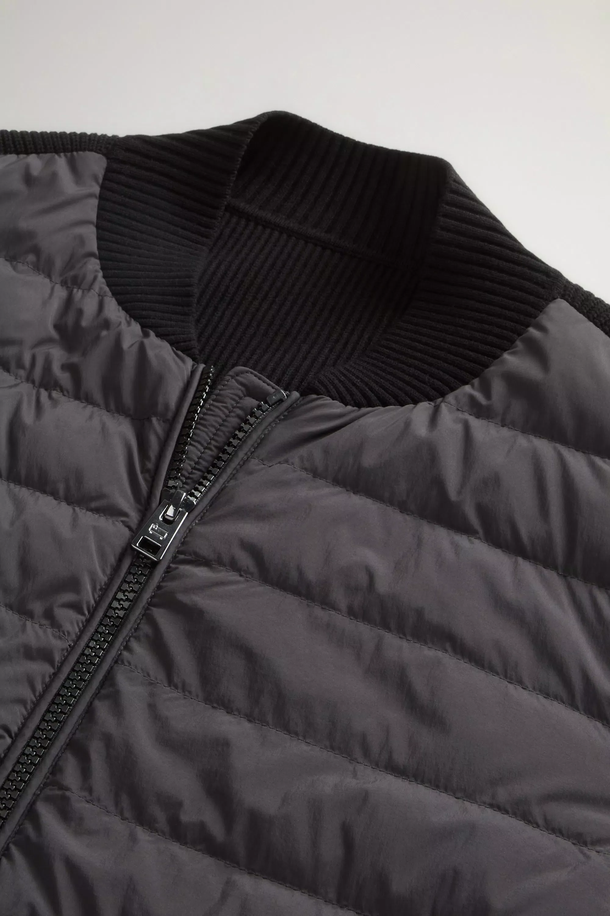 Hybrid Bomber Jacket in Nylon - Faded Black