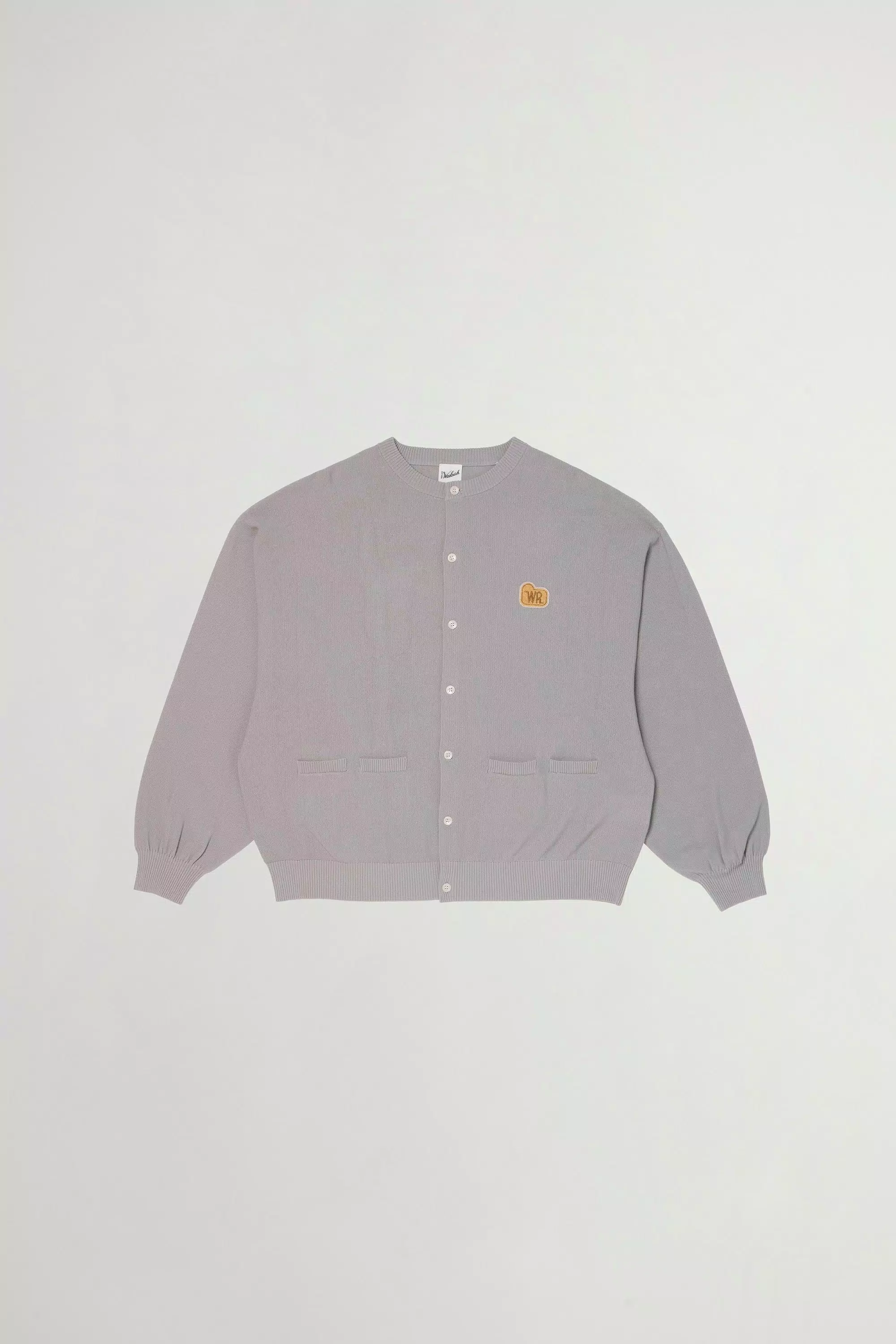 Crewneck Cardigan in Pure Cotton Pique - Charcoal