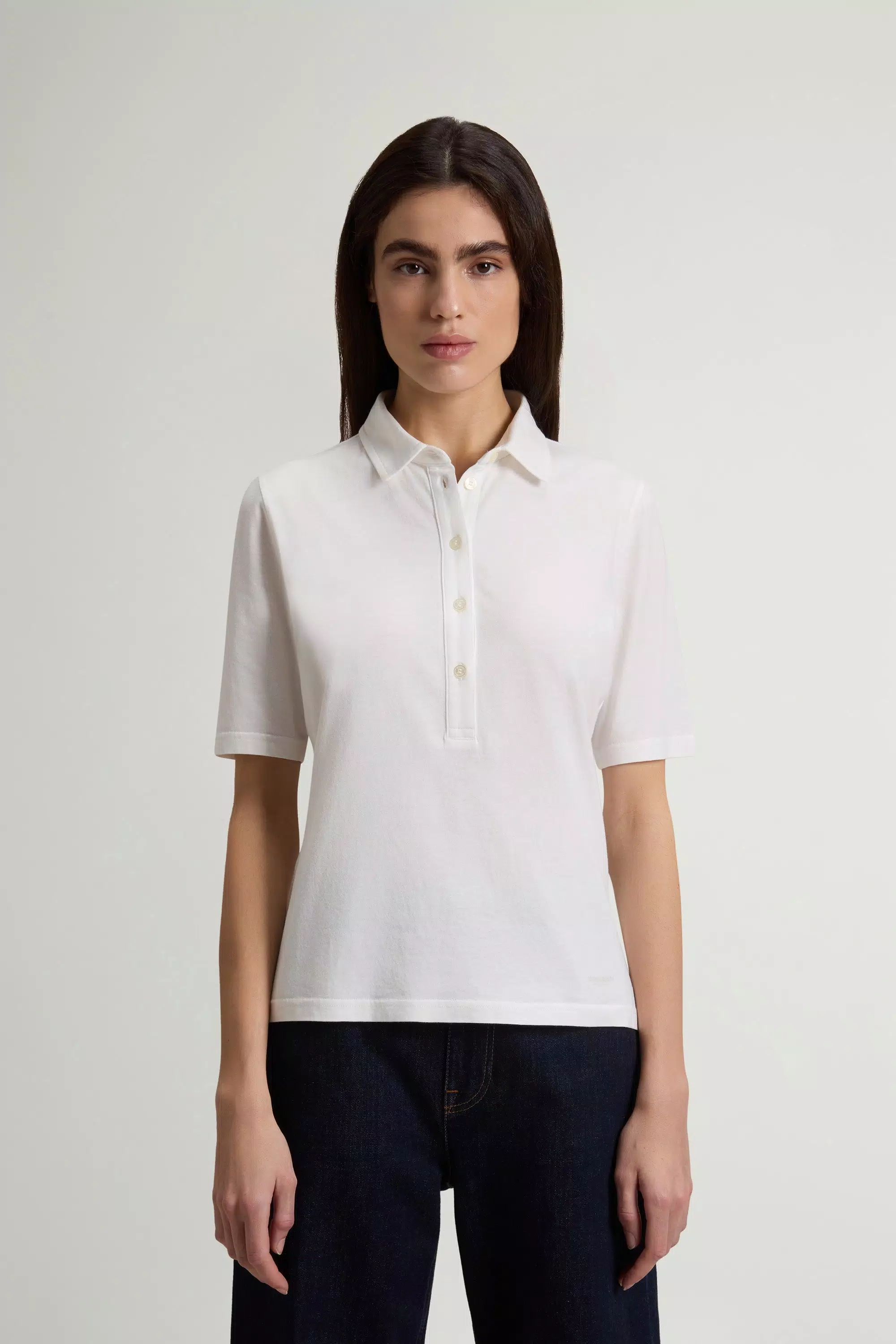 Luxe Polo Shirt in Cotton and Modal Blend - Arctic White
