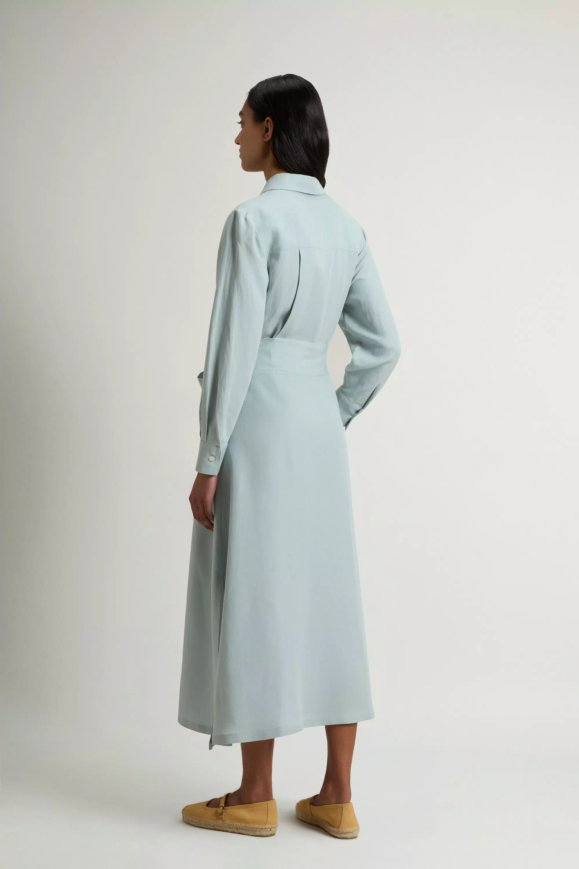Shirt Dress in Linen Blend with Belt - Alpine Tundra