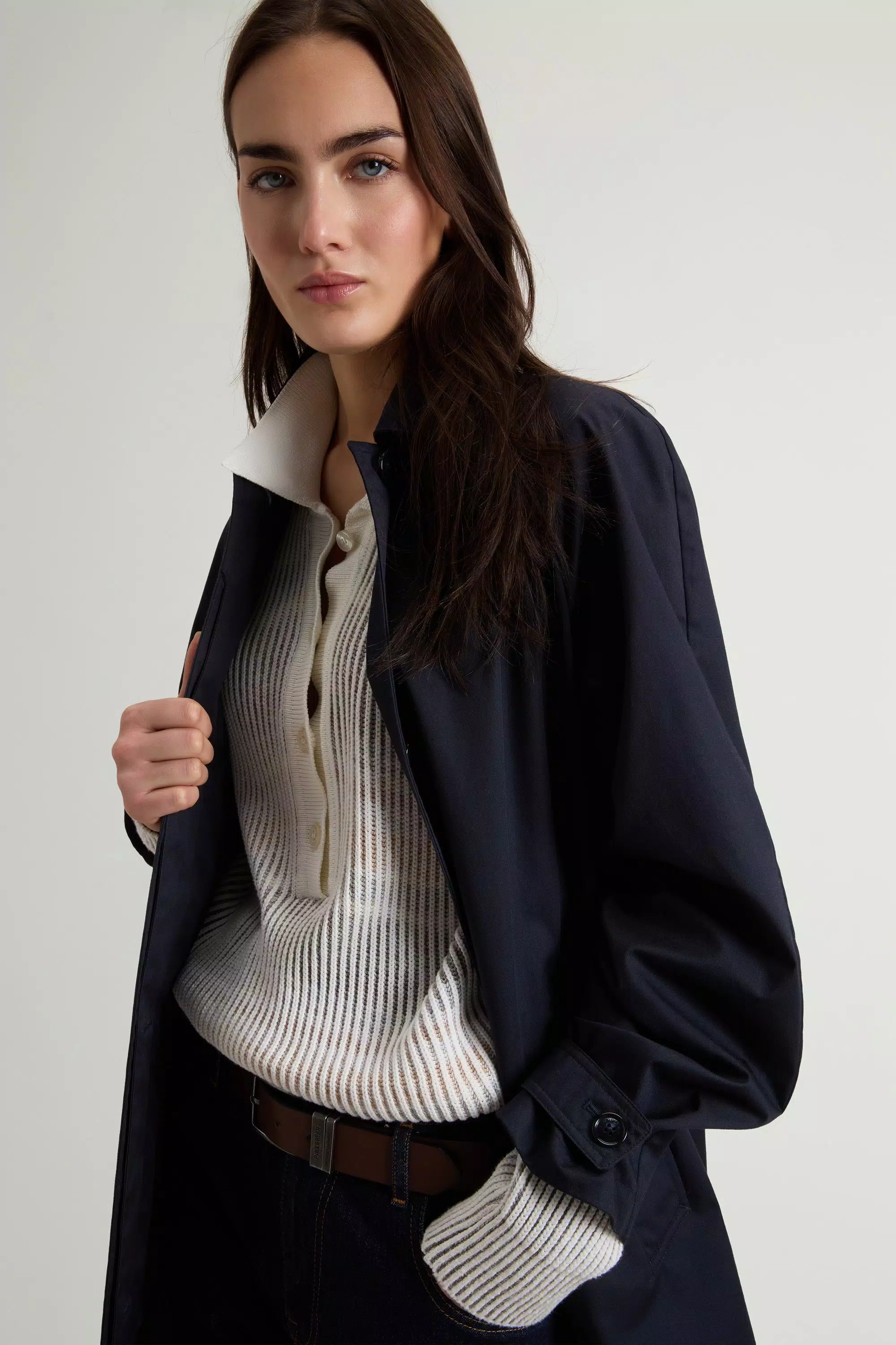 Trench Coat in Pure Cotton - Melton Blue