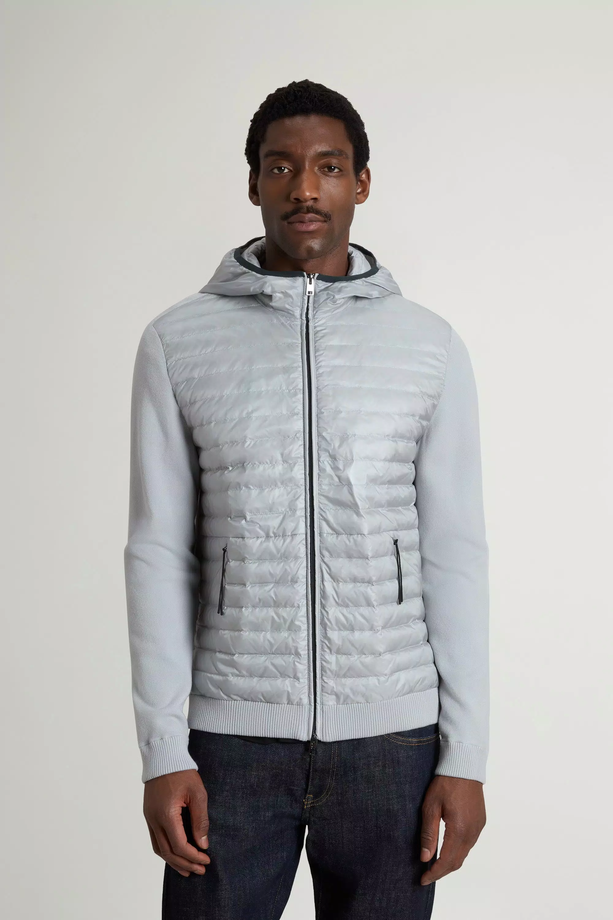 Allen Hybrid Jacket in Ripstop Nylon - Harbor Mist