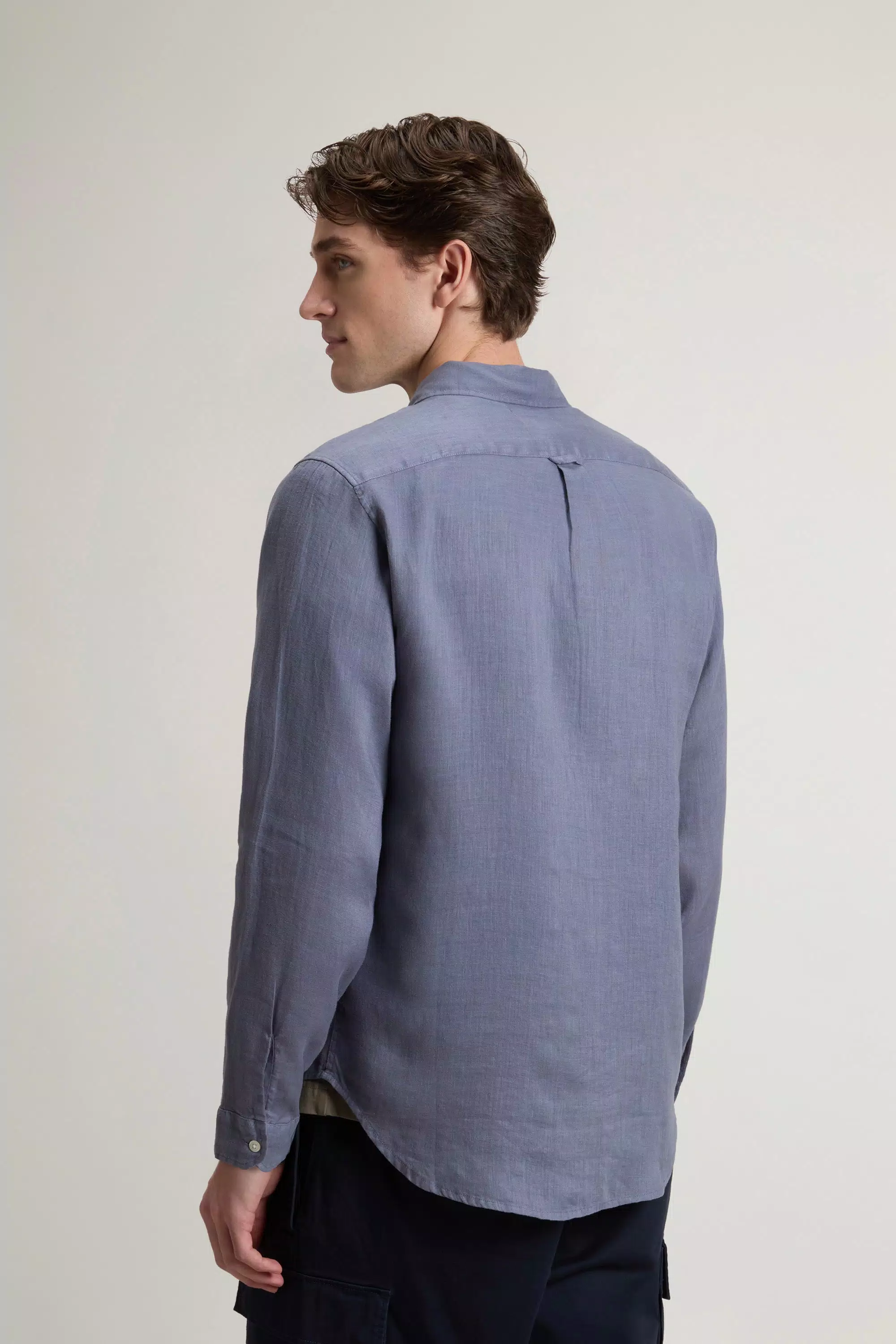 Garment-Dyed Pure Linen Shirt - Grisaille
