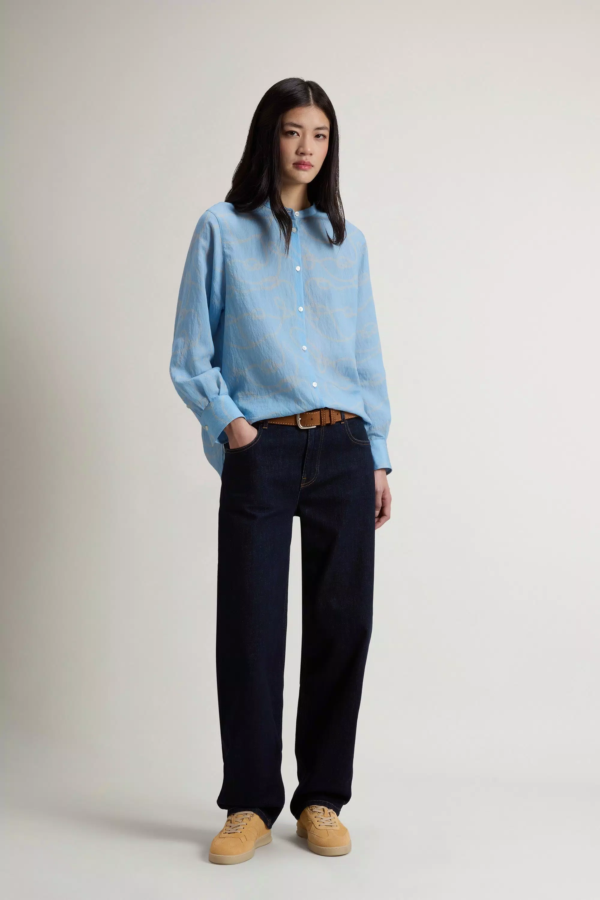 Shirt in Lyocell Blend - Rope Blue Whiff