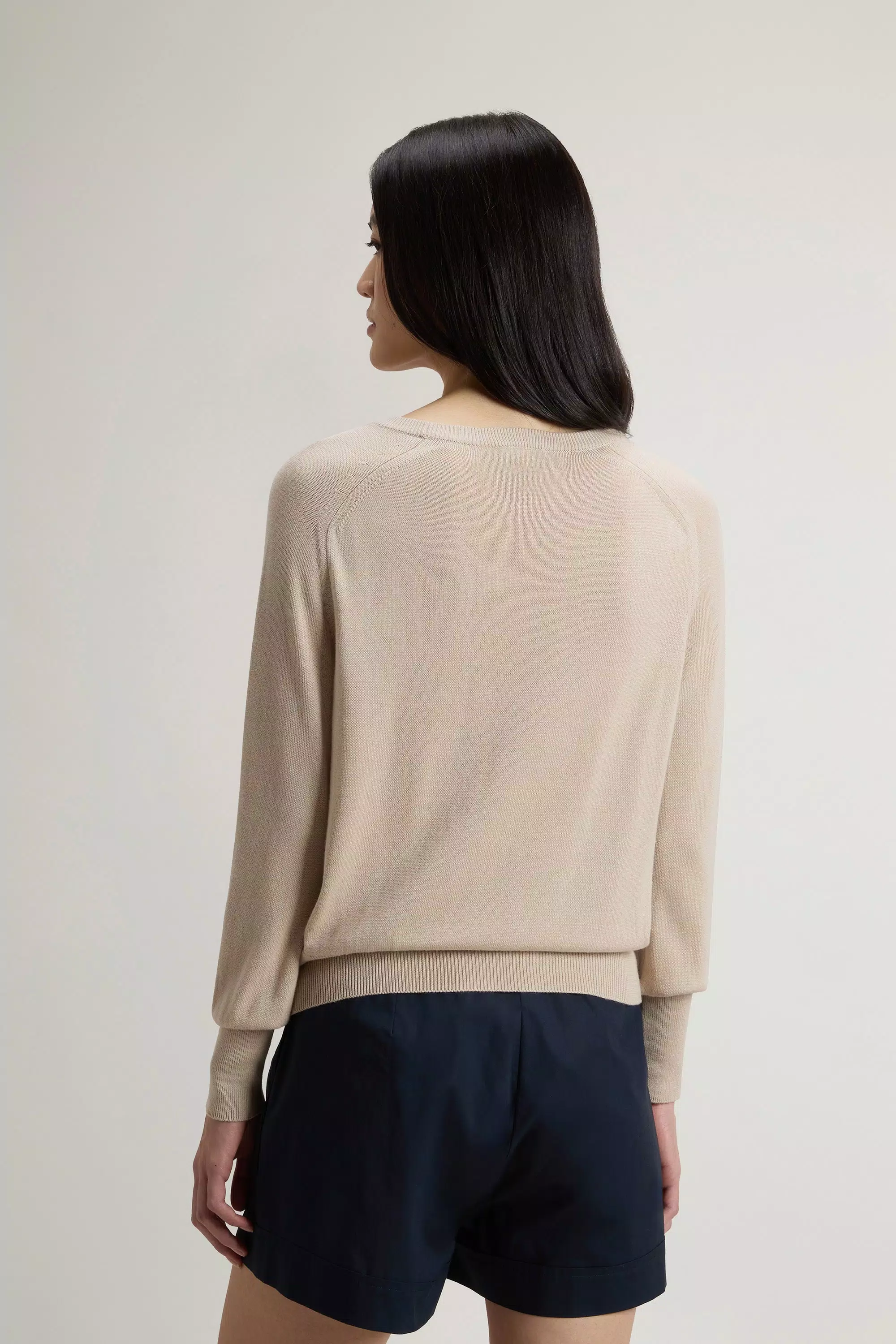 Crewneck Sweater in Cotton Blend - White Pepper
