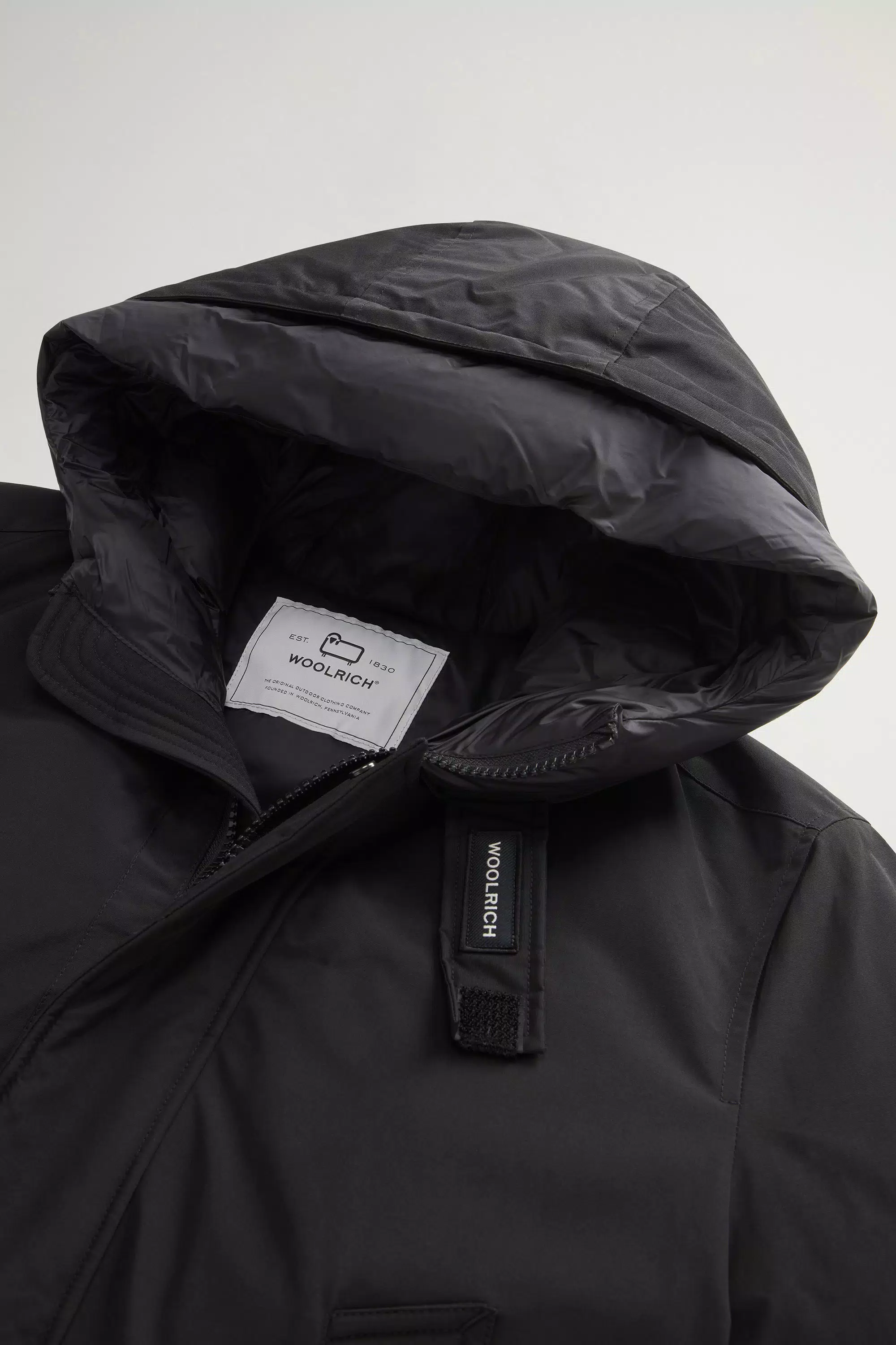 Polar Parka in Ramar Cloth with High Collar - Black