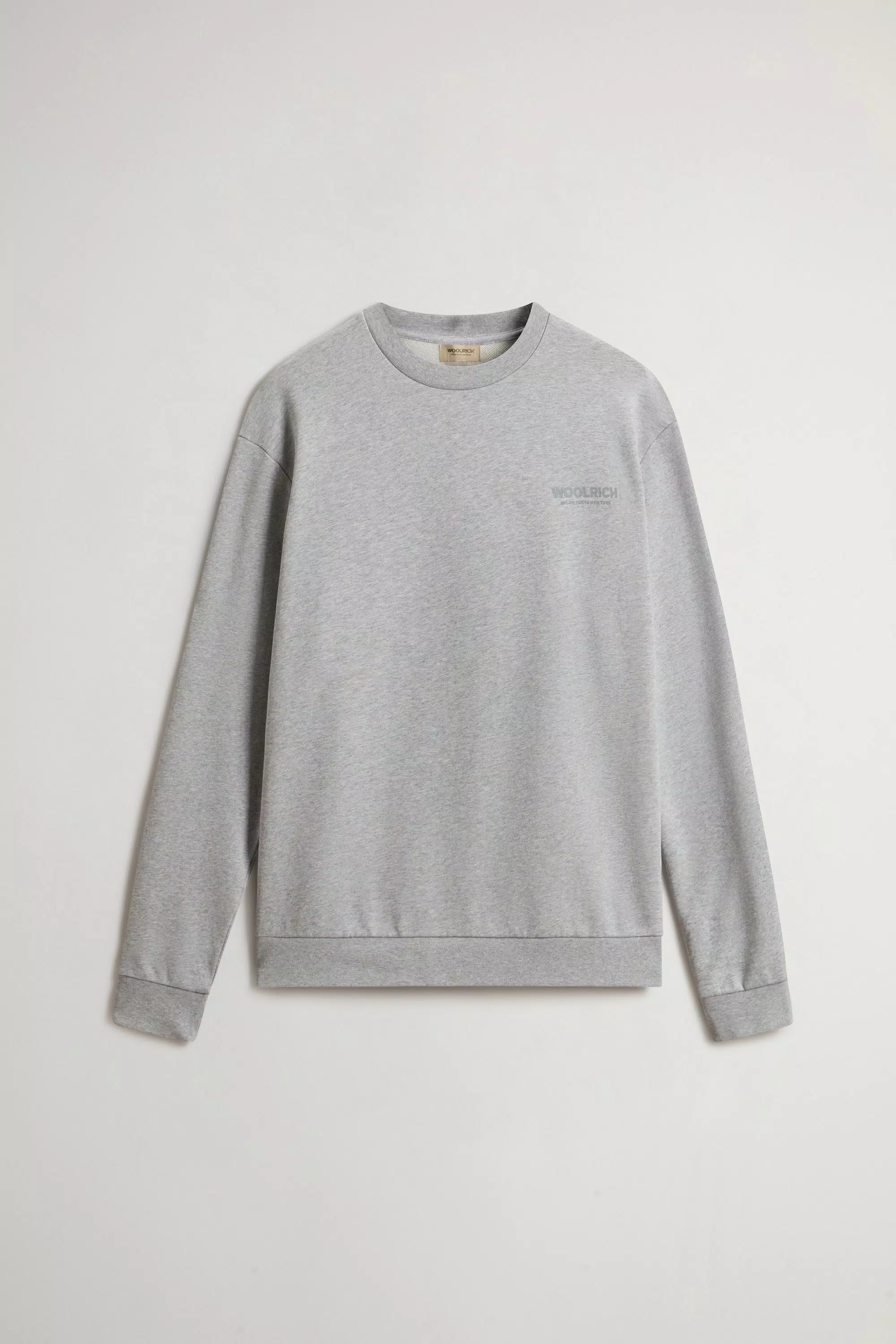 Crewneck Sweatshirt in Pure Cotton with Macro Logo on the Back - Medium Grey Melange