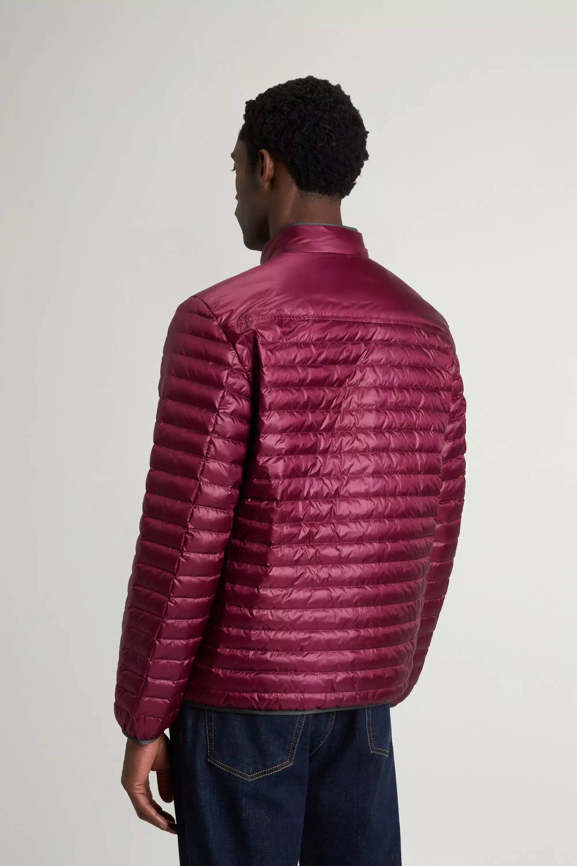 Lightweight Allen Down Jacket in Ripstop Nylon - Rhododendron