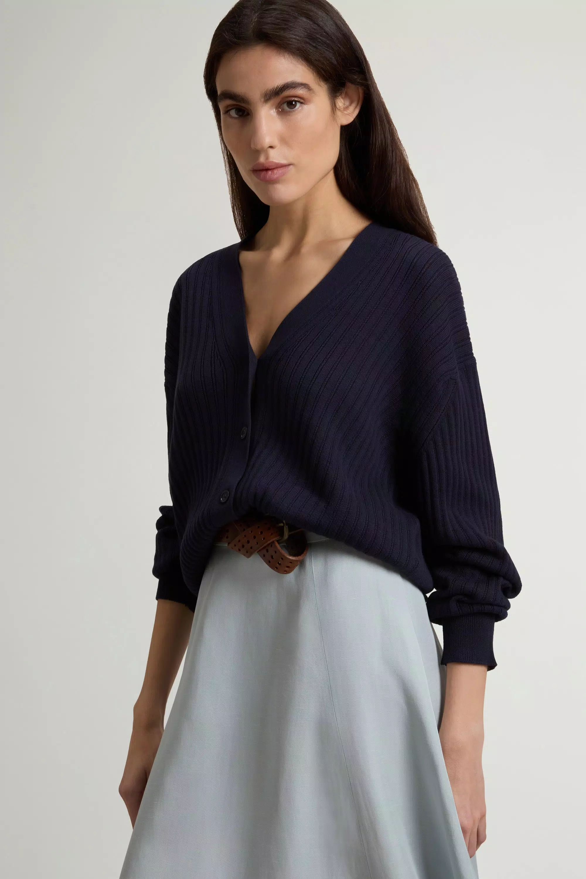 Cardigan in Pure Cotton - Melton Blue