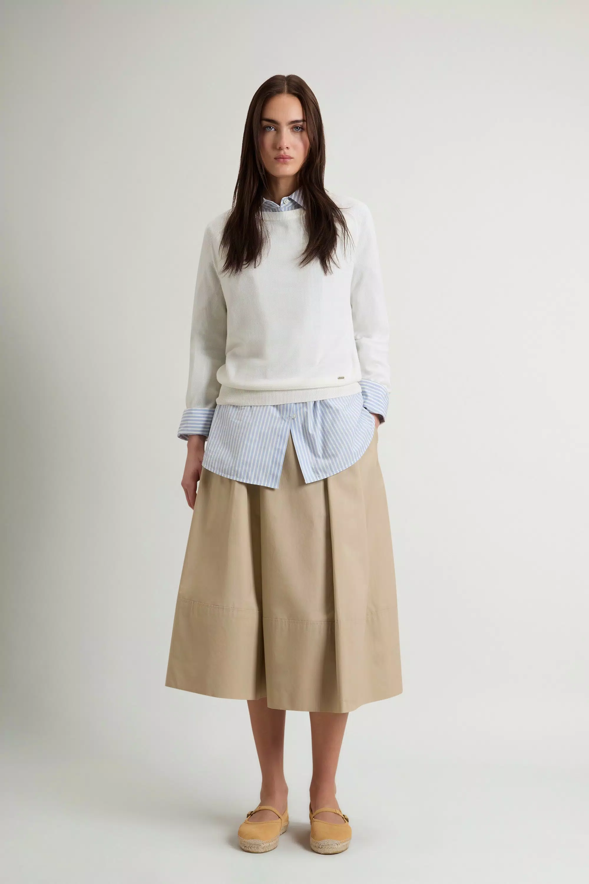 Crewneck Sweater in Cotton Blend - Milky Cream