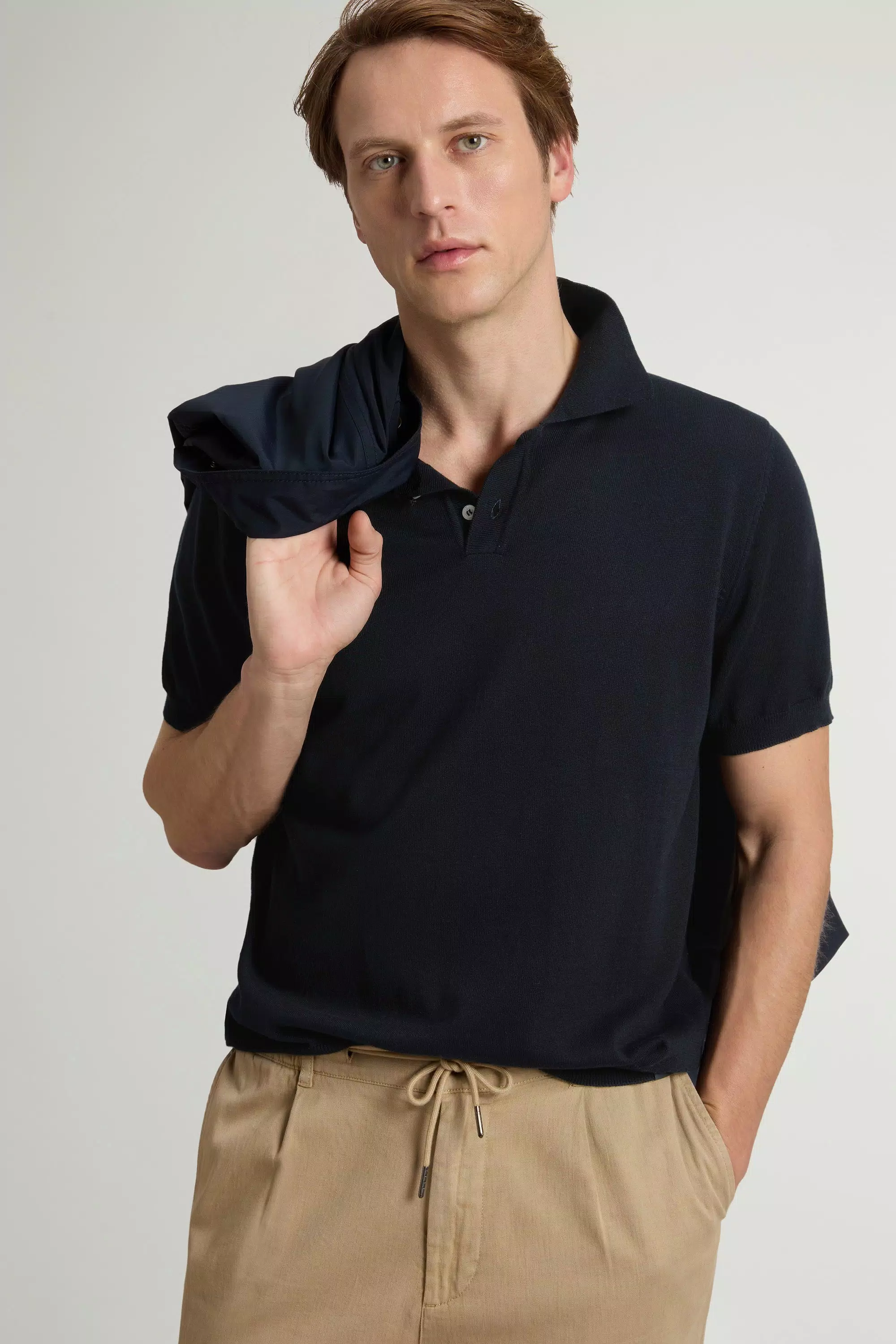 Polo Shirt in Knit Pure Cotton - Melton Blue