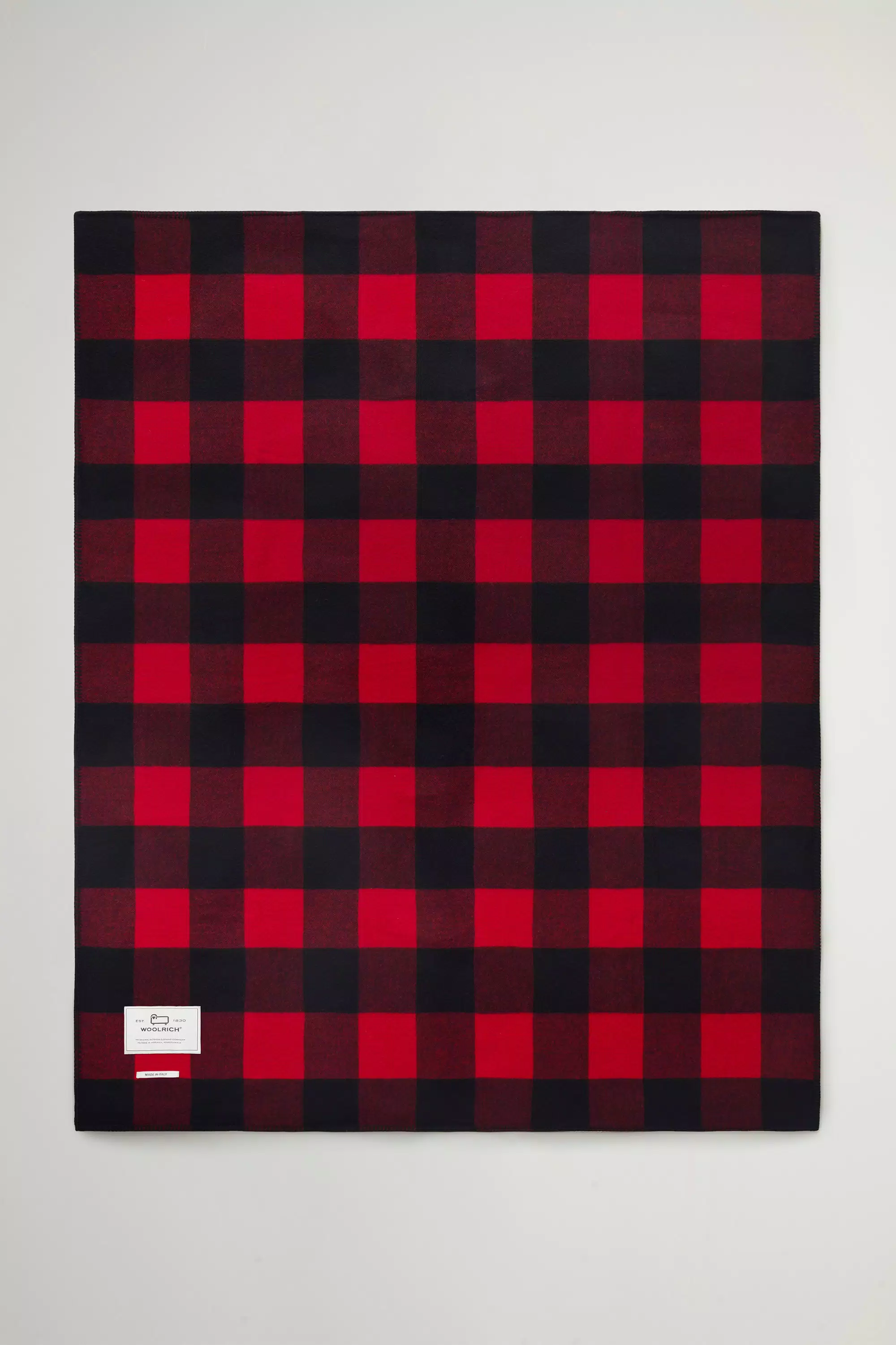 Double-Face Buffalo Check Blanket in Pure Wool - Red Buffalo