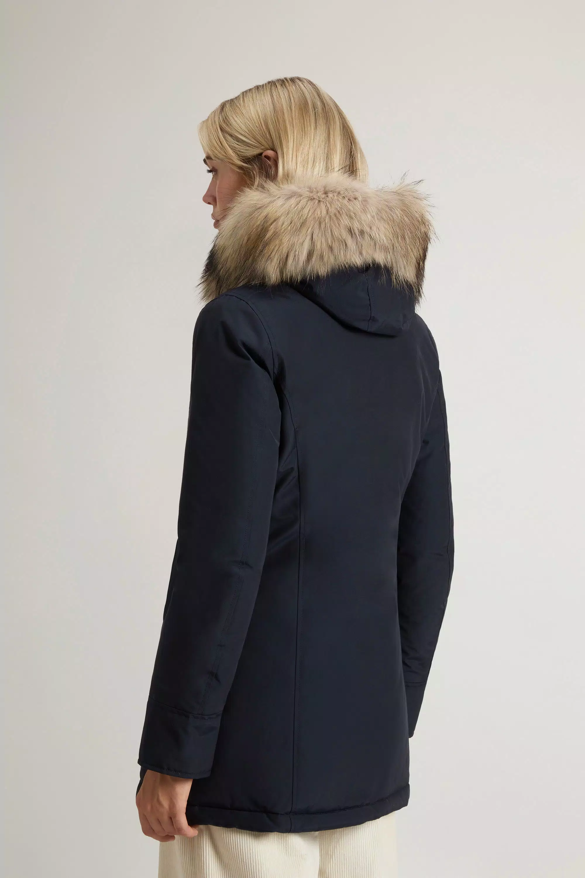 Arctic Parka in Ramar Cloth with Detachable Fur Trim - Dark Navy