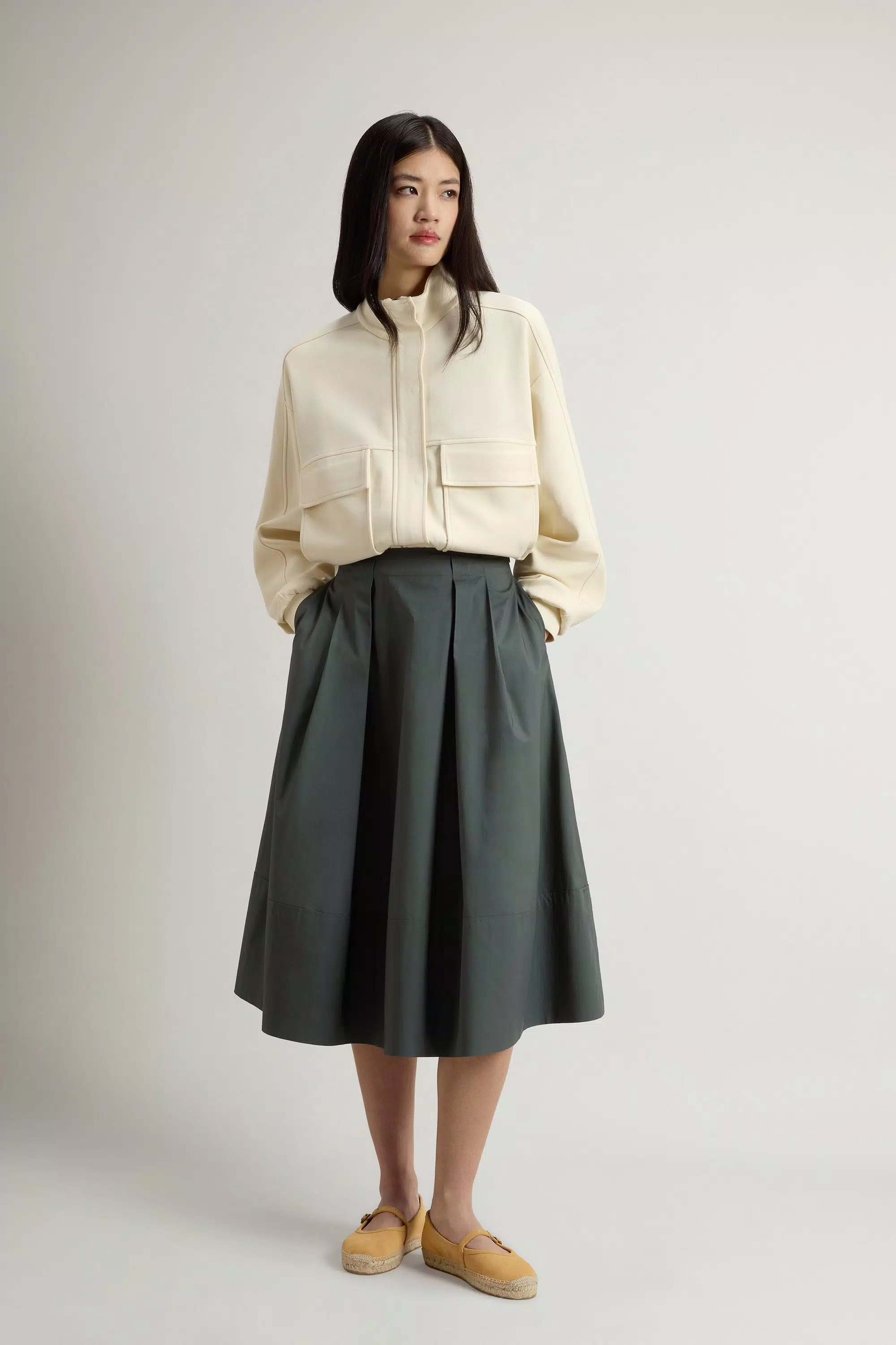 Pure Cotton Poplin Skirt - Forest Veil