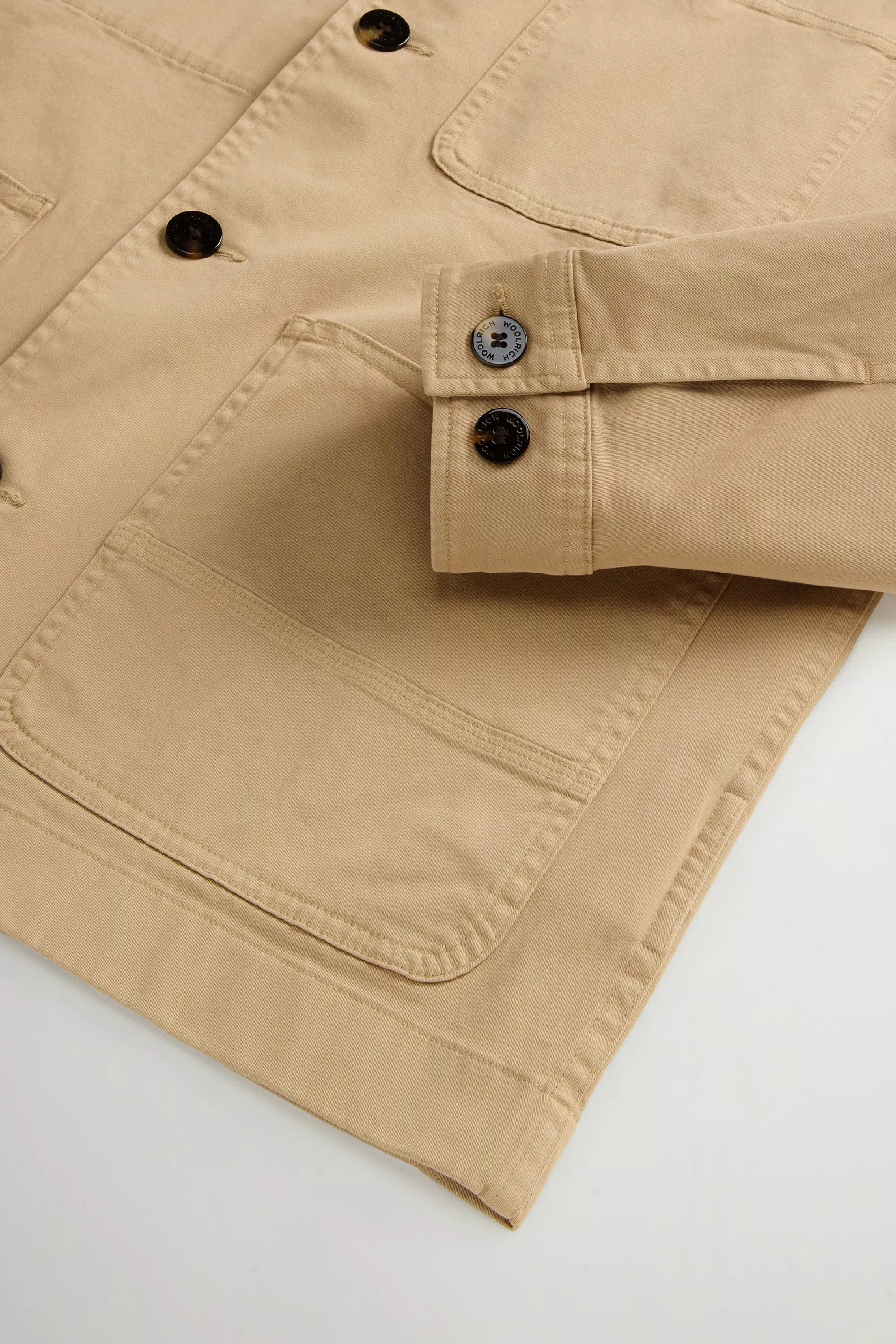 Garment-Dyed Chore Overshirt in Cotton Twill - Travertine