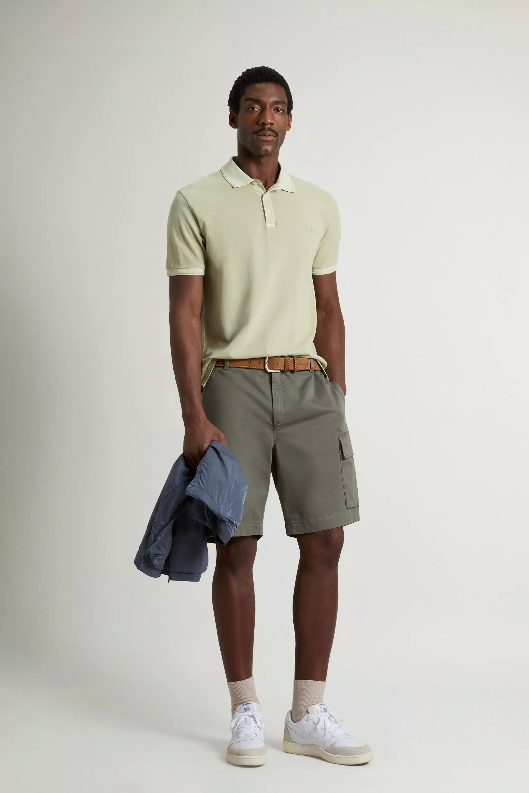 Garment-Dyed Mackinack Polo Shirt in Stretch Cotton Pique - Faded Lint