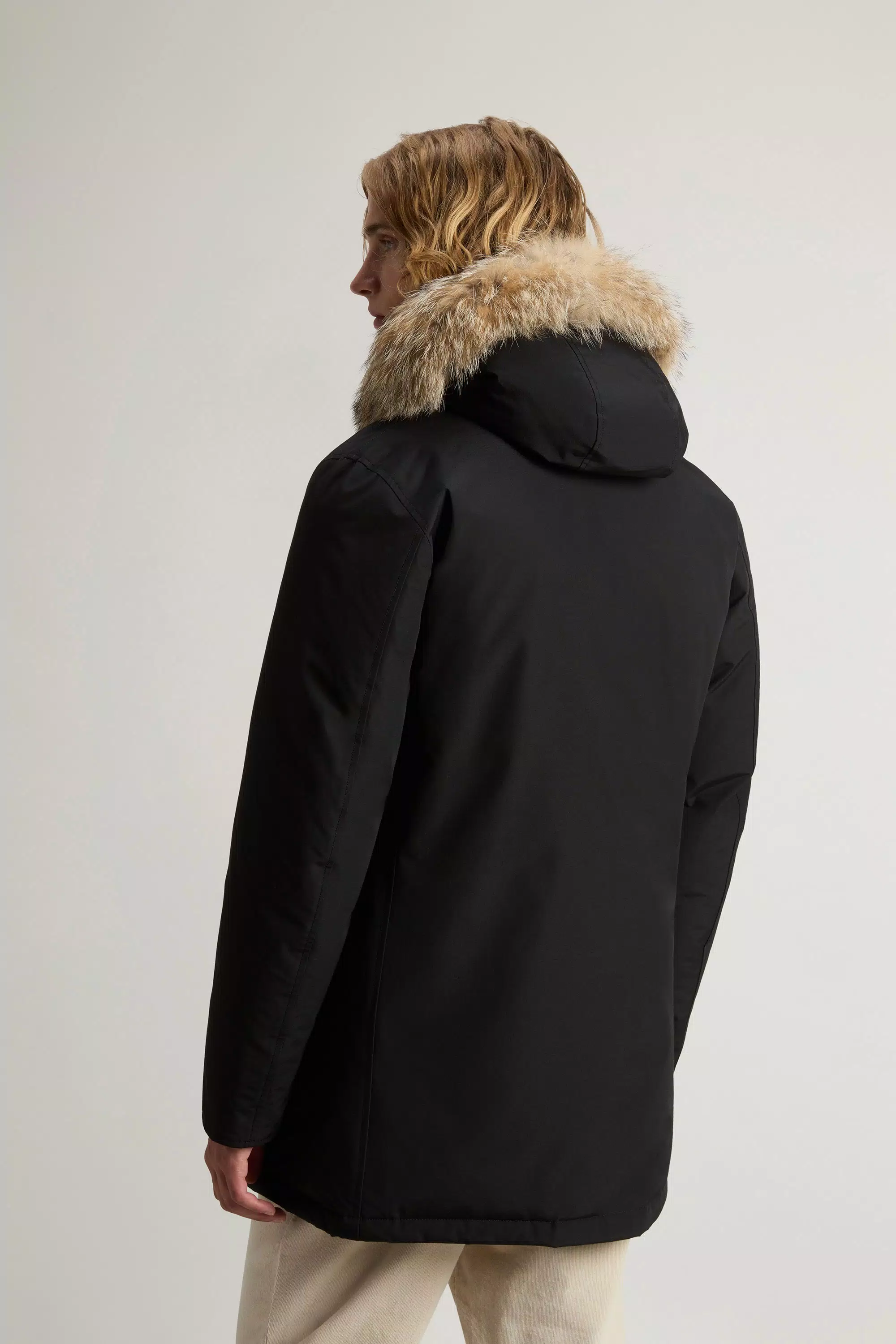 Arctic Parka in Ramar Cloth with Detachable Fur Trim - Black
