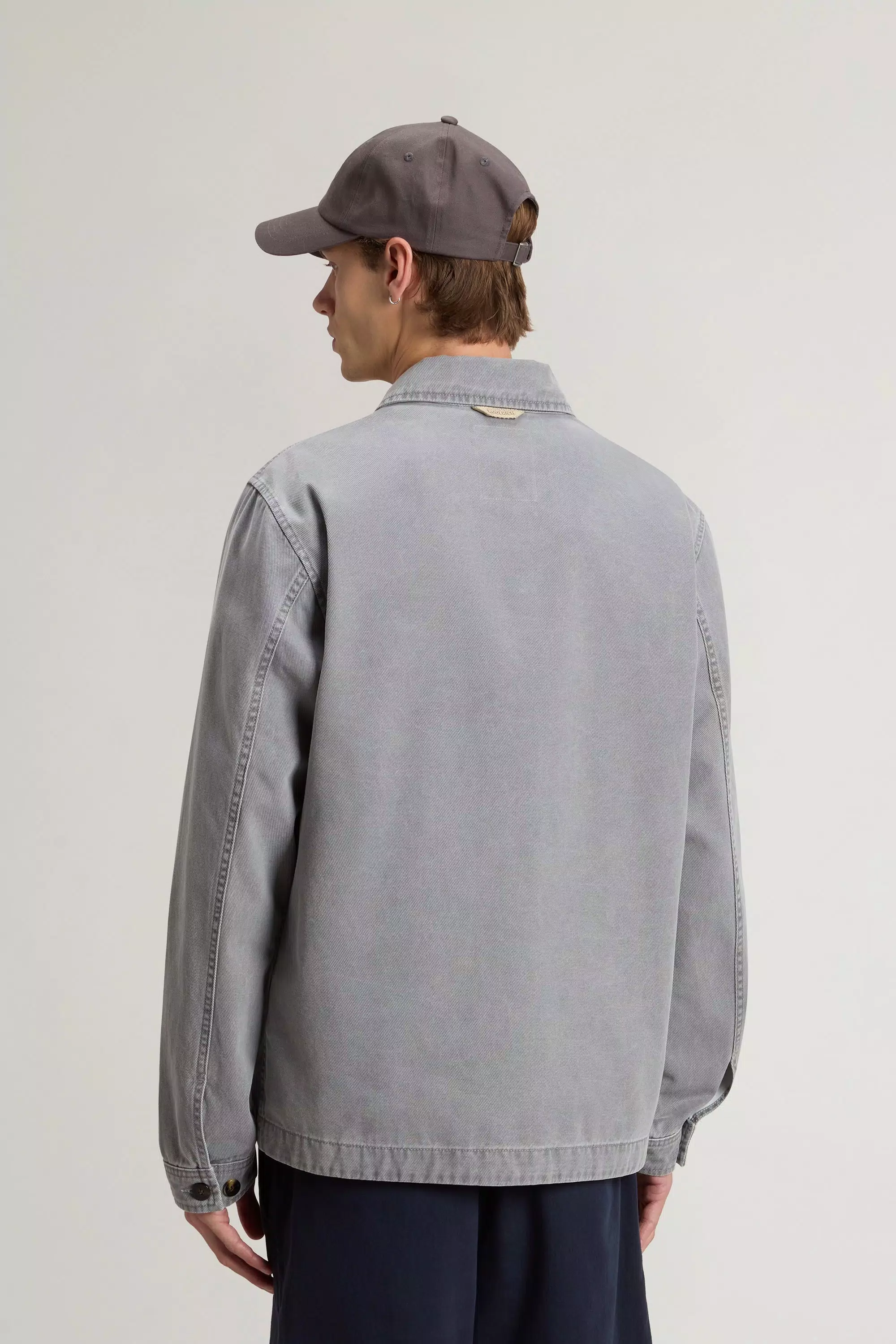 Chore Overshirt in Resin-Coated Pure Cotton Gabardine - Ash Harbor Mist