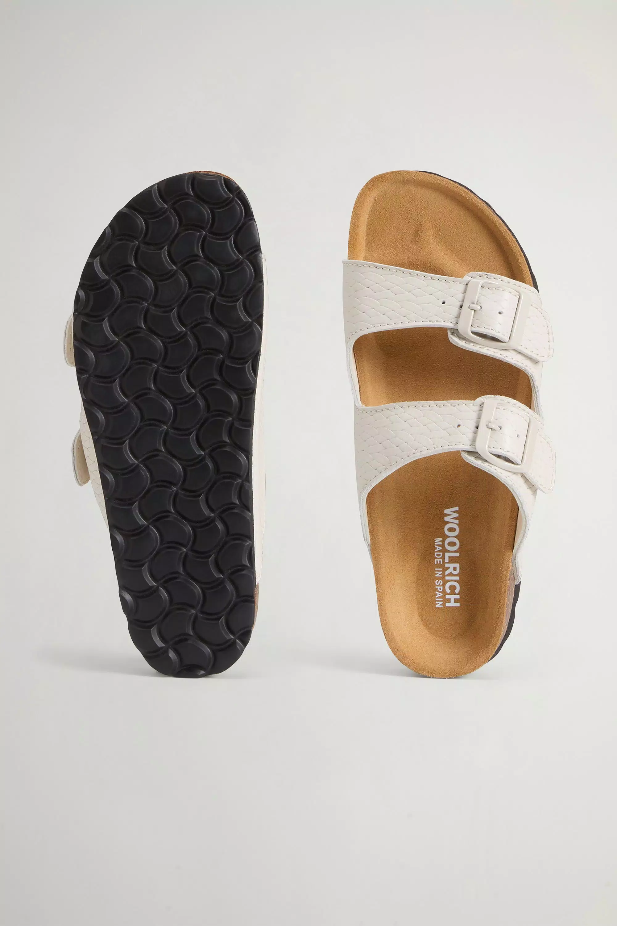 Sandals in Printed Leather with Buckles - Off White