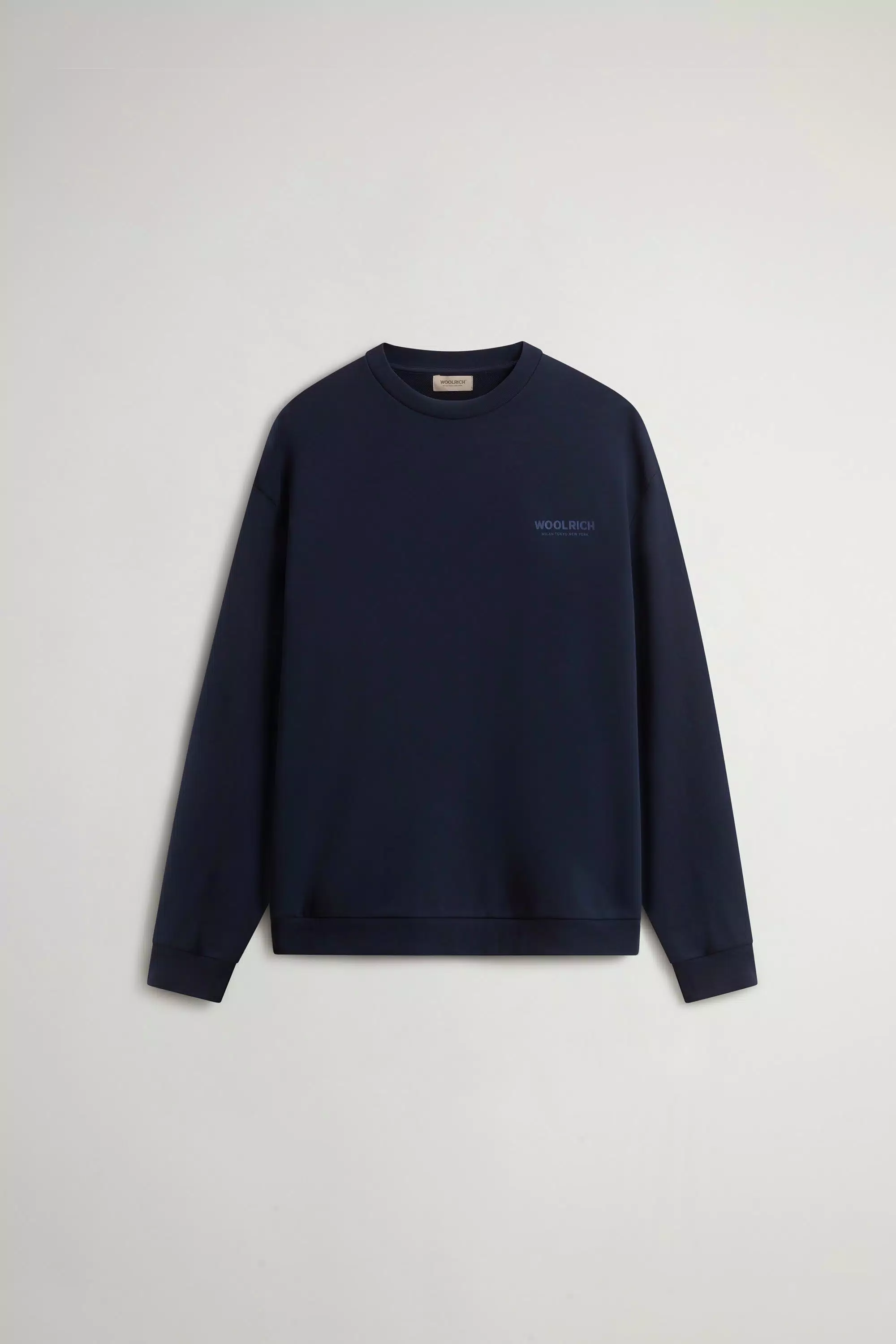 Crewneck Sweatshirt in Pure Cotton with Macro Logo on the Back - Melton Blue