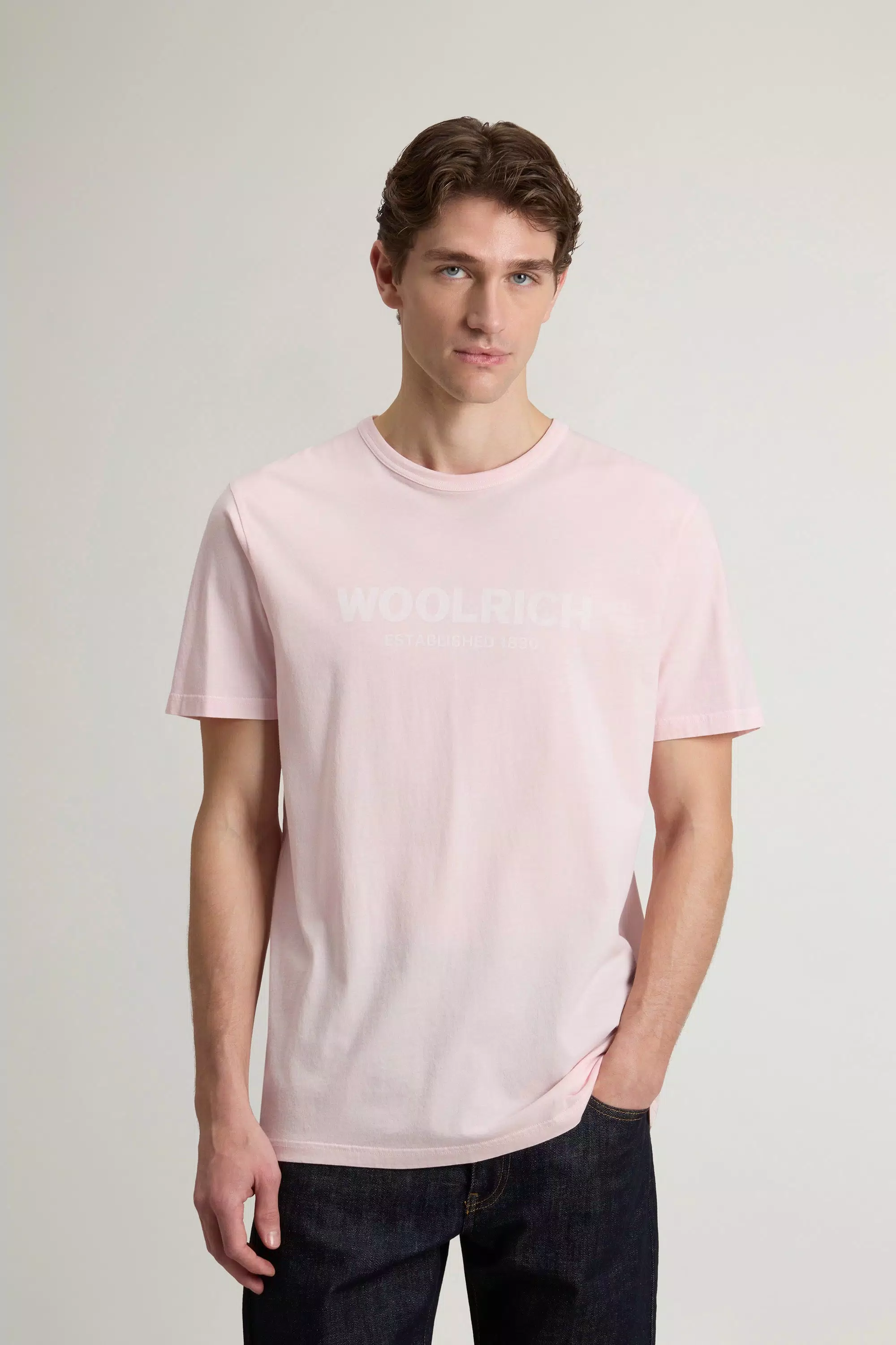 Garment-Dyed T-Shirt in Pure Cotton - Faded Pale Lilac