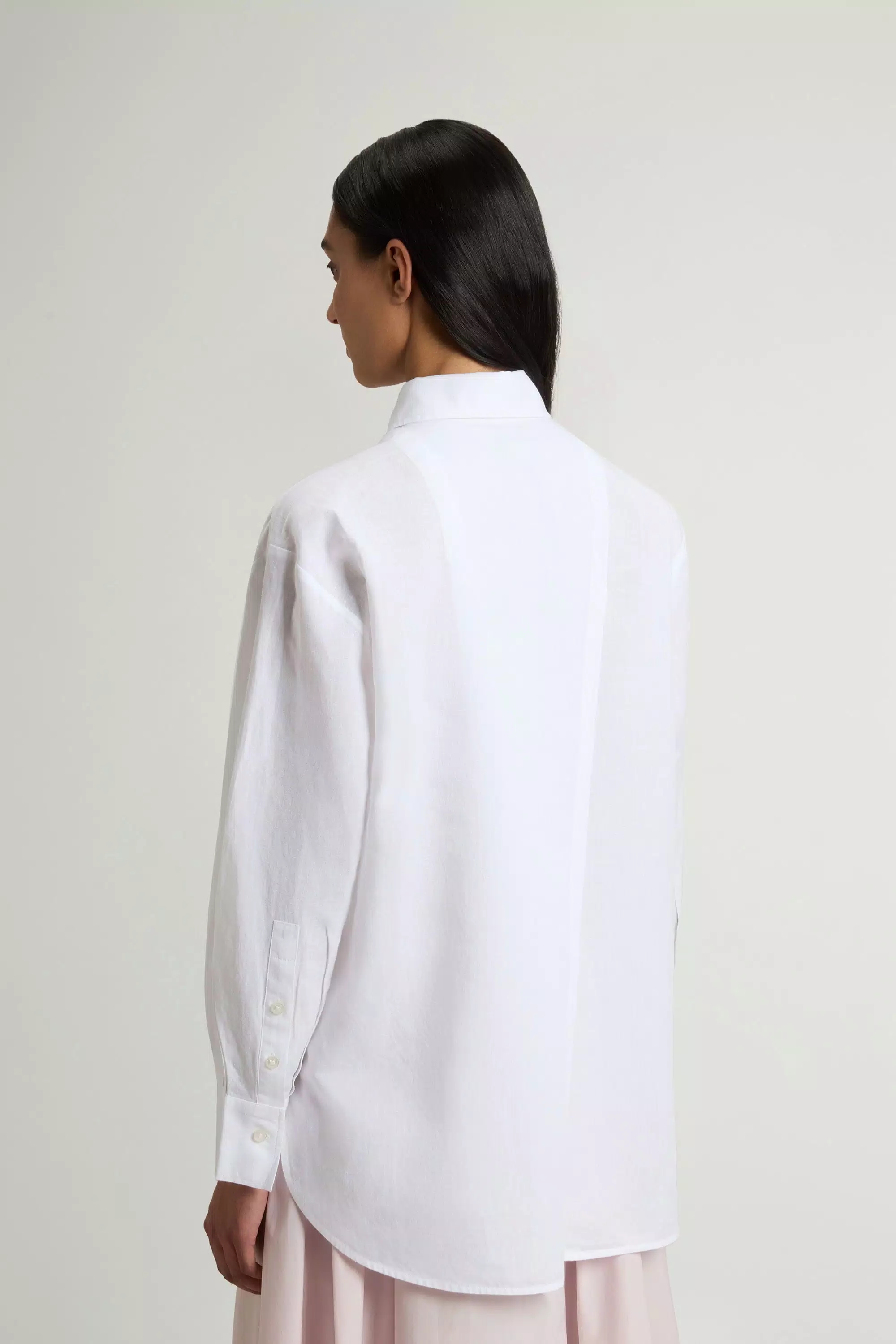 Boyfriend Shirt in Cotton and Linen Blend - Oxford White