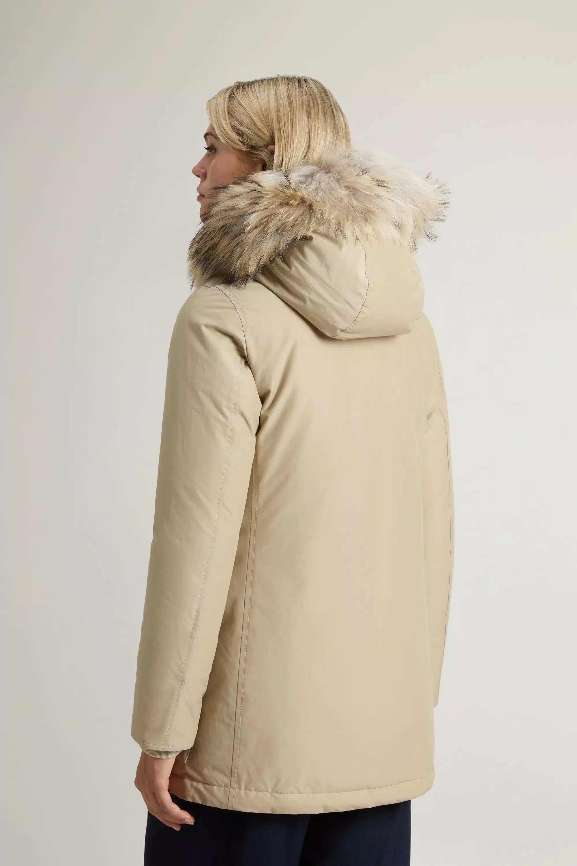 Arctic Parka in Ramar Cloth with Four Pockets and Detachable Fur - Oxford Tan