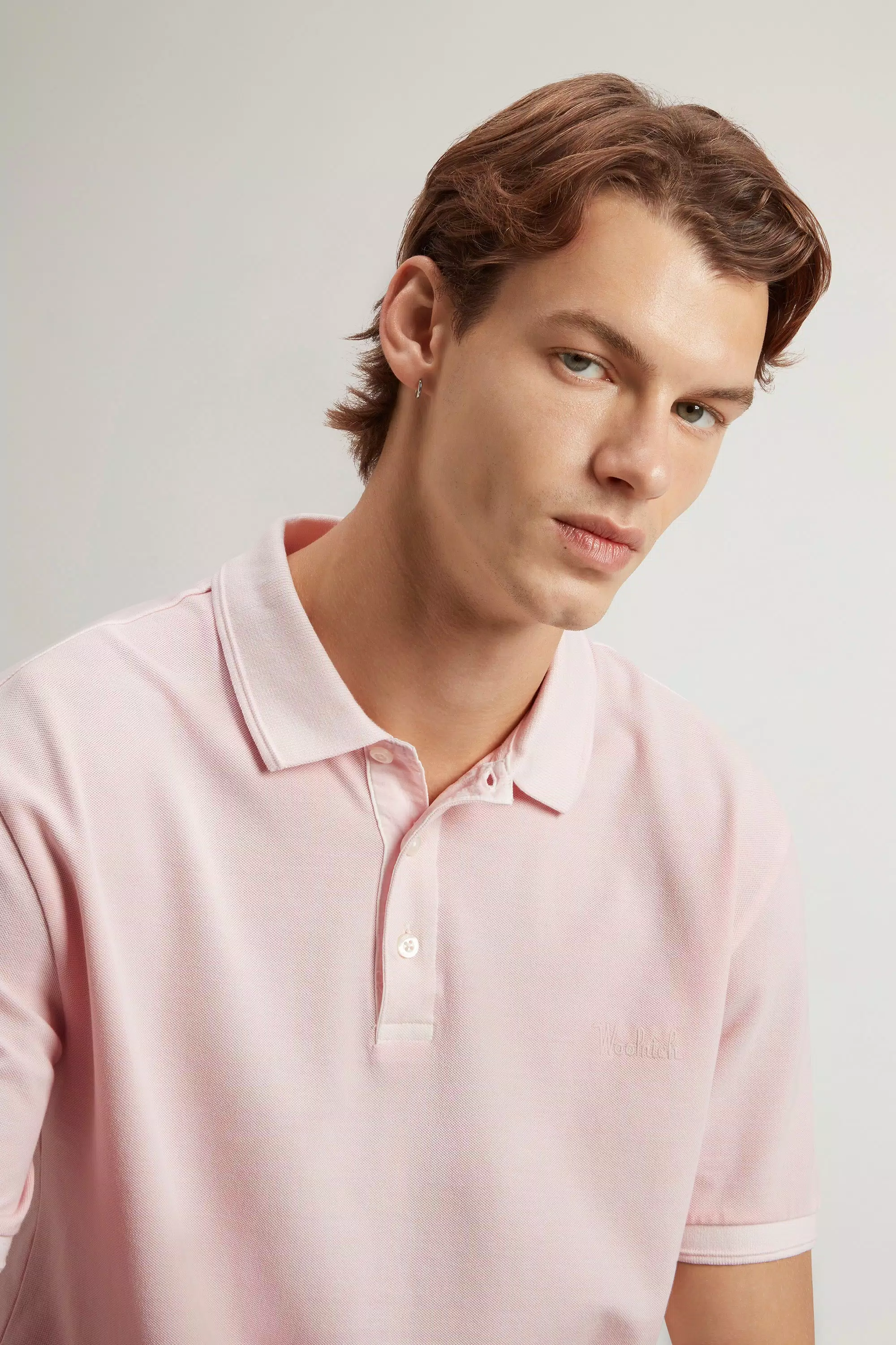 Garment-Dyed Mackinack Polo Shirt in Stretch Cotton Pique - Faded Pale Lilac