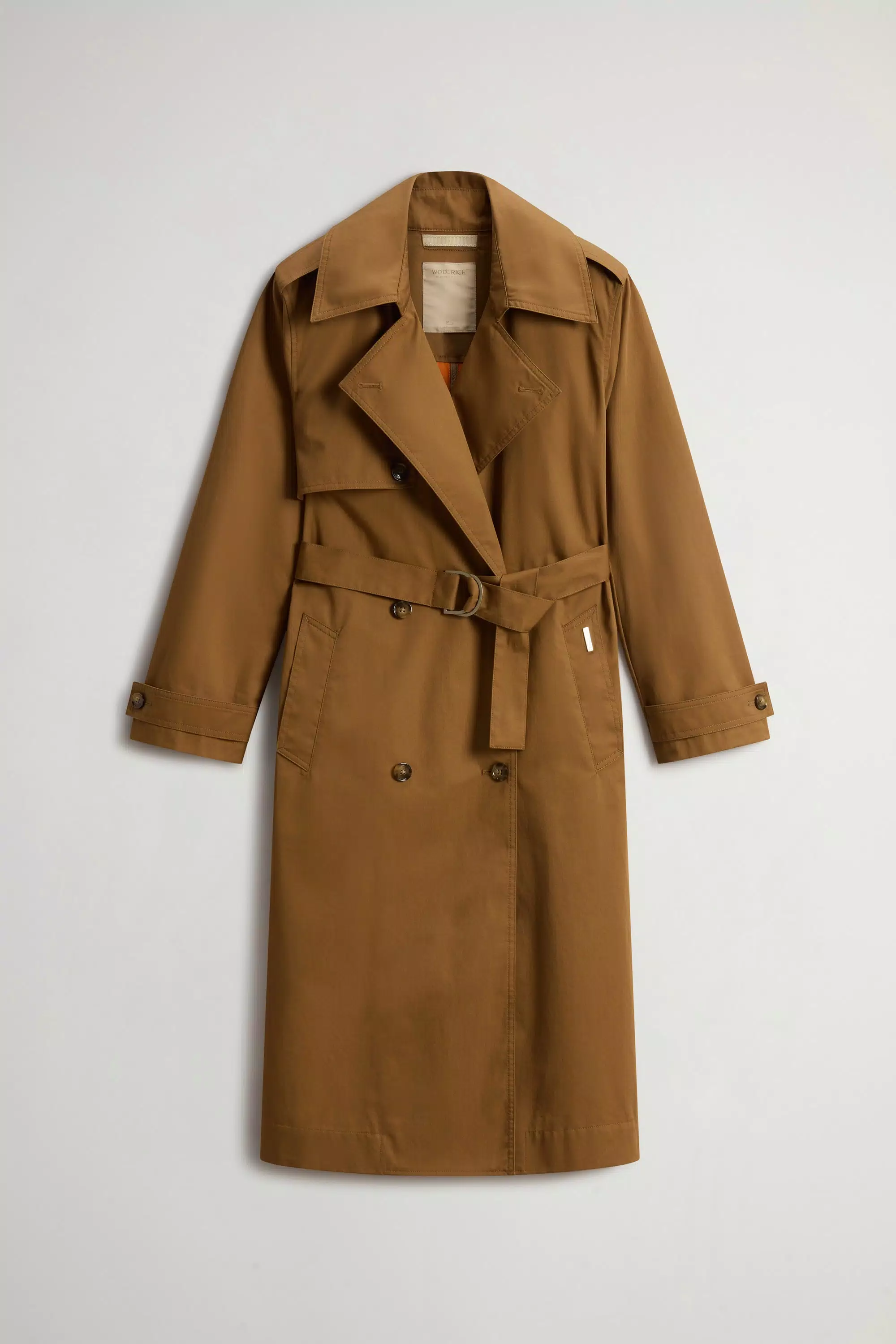 Double-breasted Trench Coat in Pure Cotton - Breen