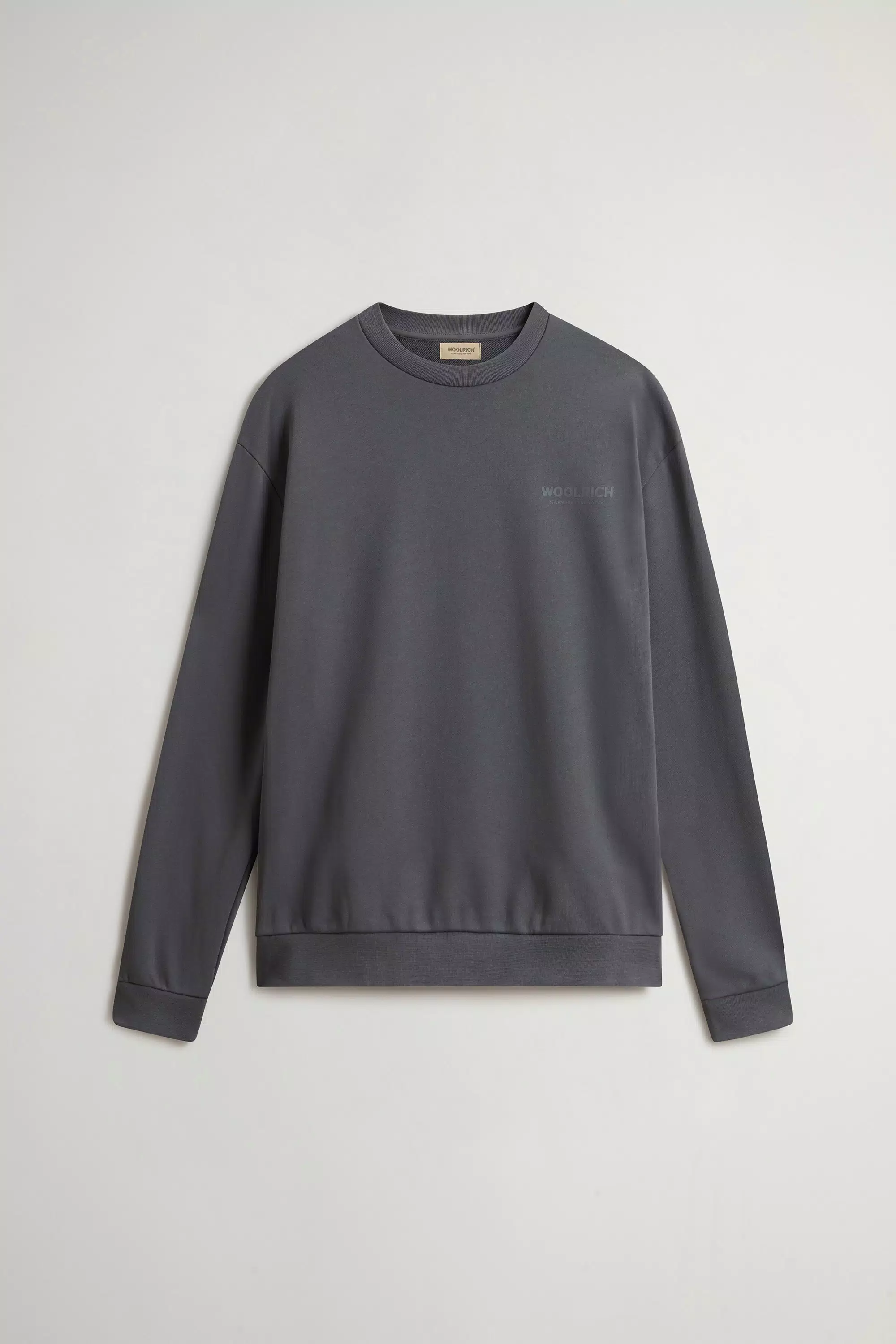 Crewneck Sweatshirt in Pure Cotton with Macro Logo on the Back - Grey Shadow