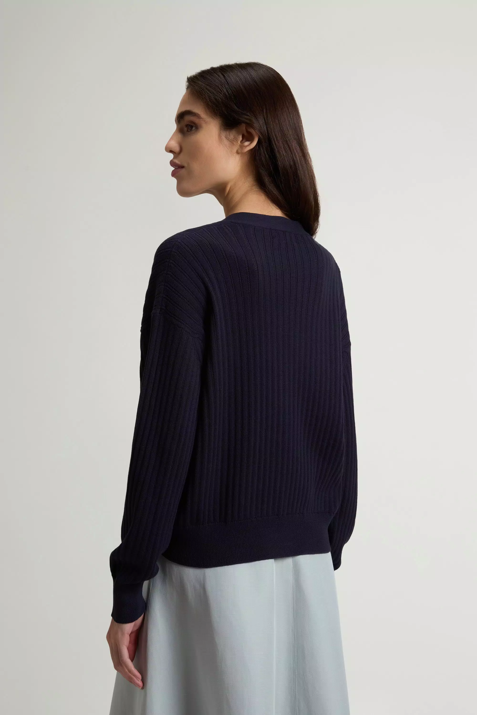 Cardigan in Pure Cotton - Melton Blue