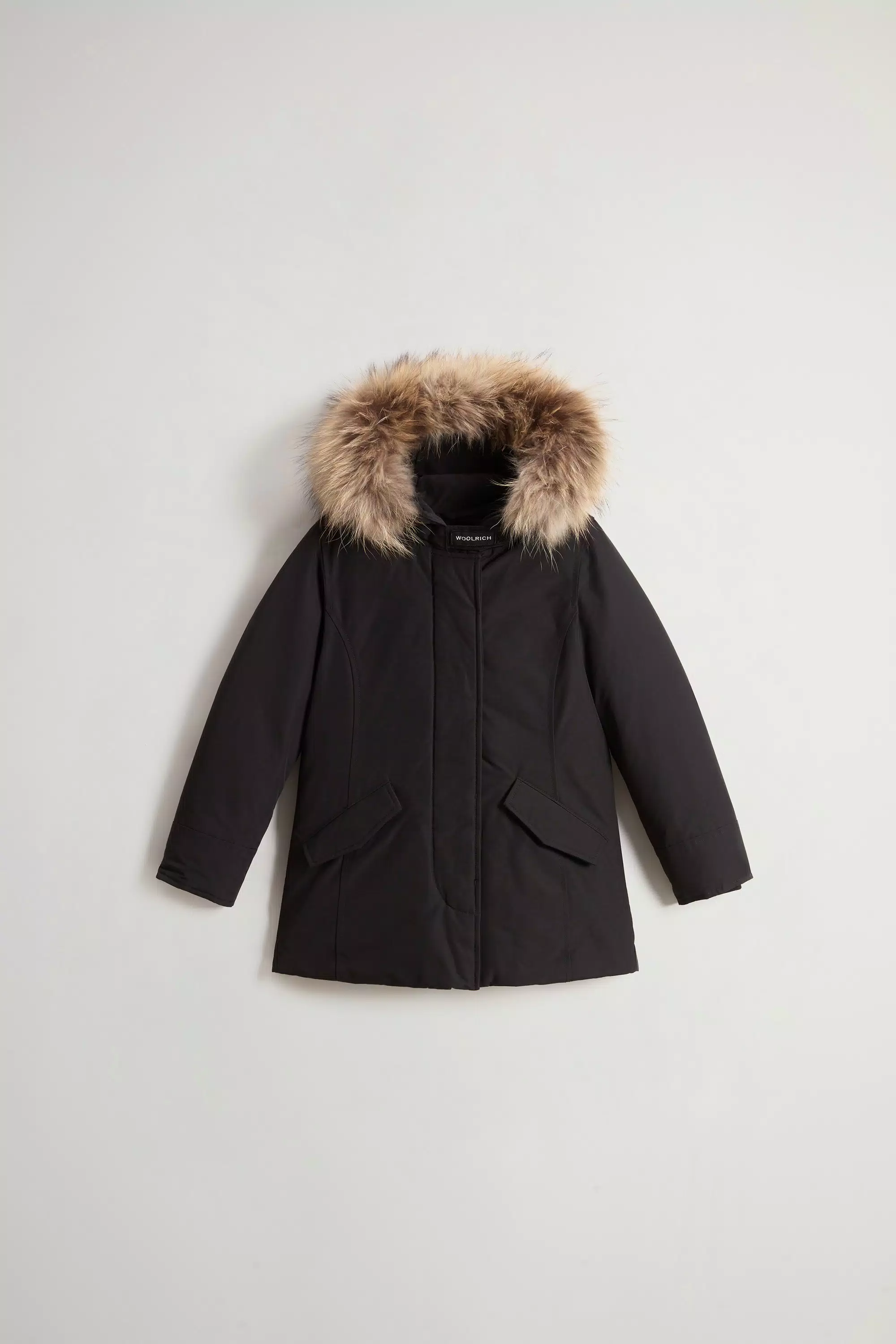 Girls' Arctic Parka with Detachable Fur Trim - Black