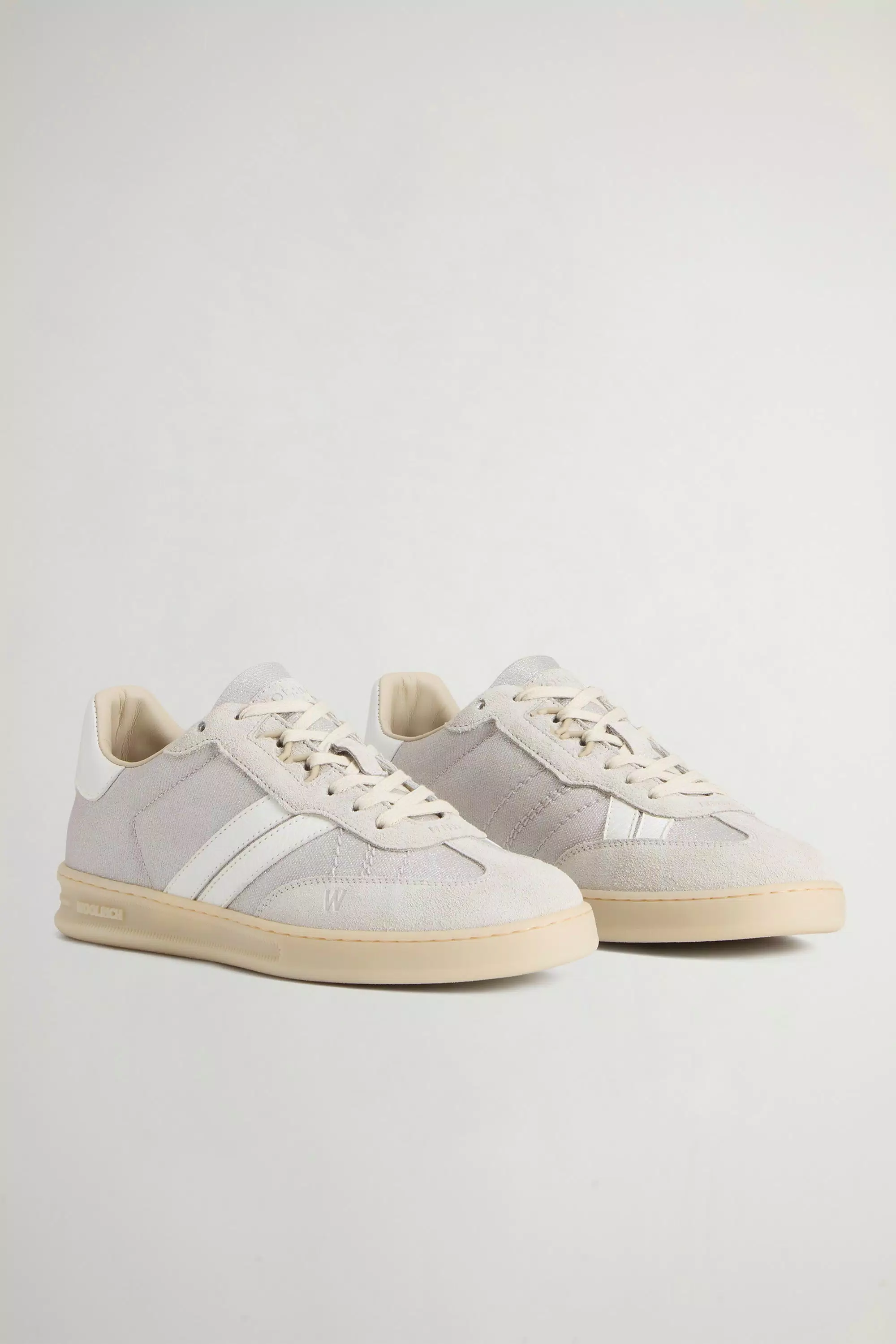 Doubleu Tennis Laminated Sneakers with Suede Details - Grey Silver