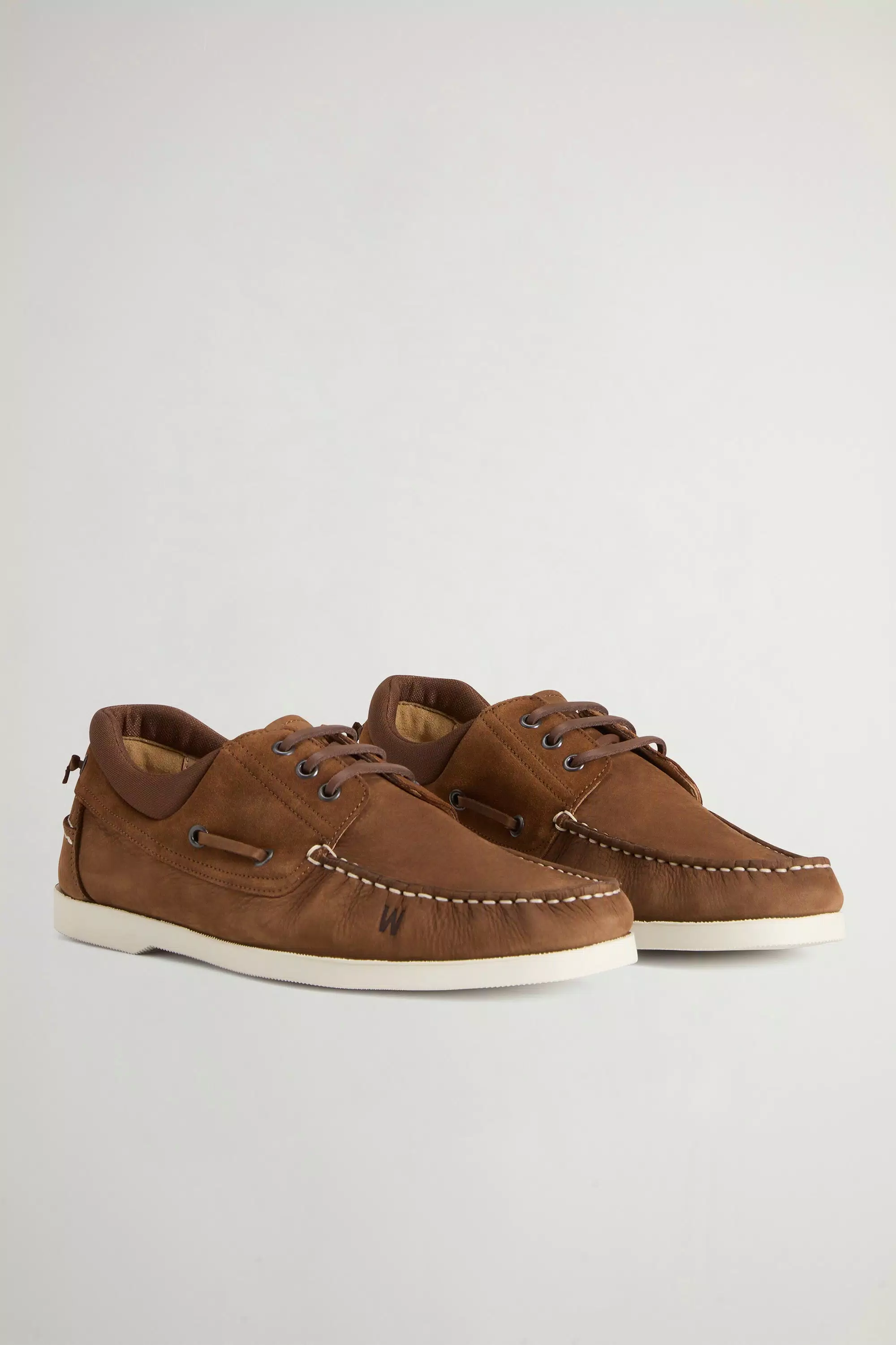Boat Shoes in Nubuck and Suede Blend - Cognac