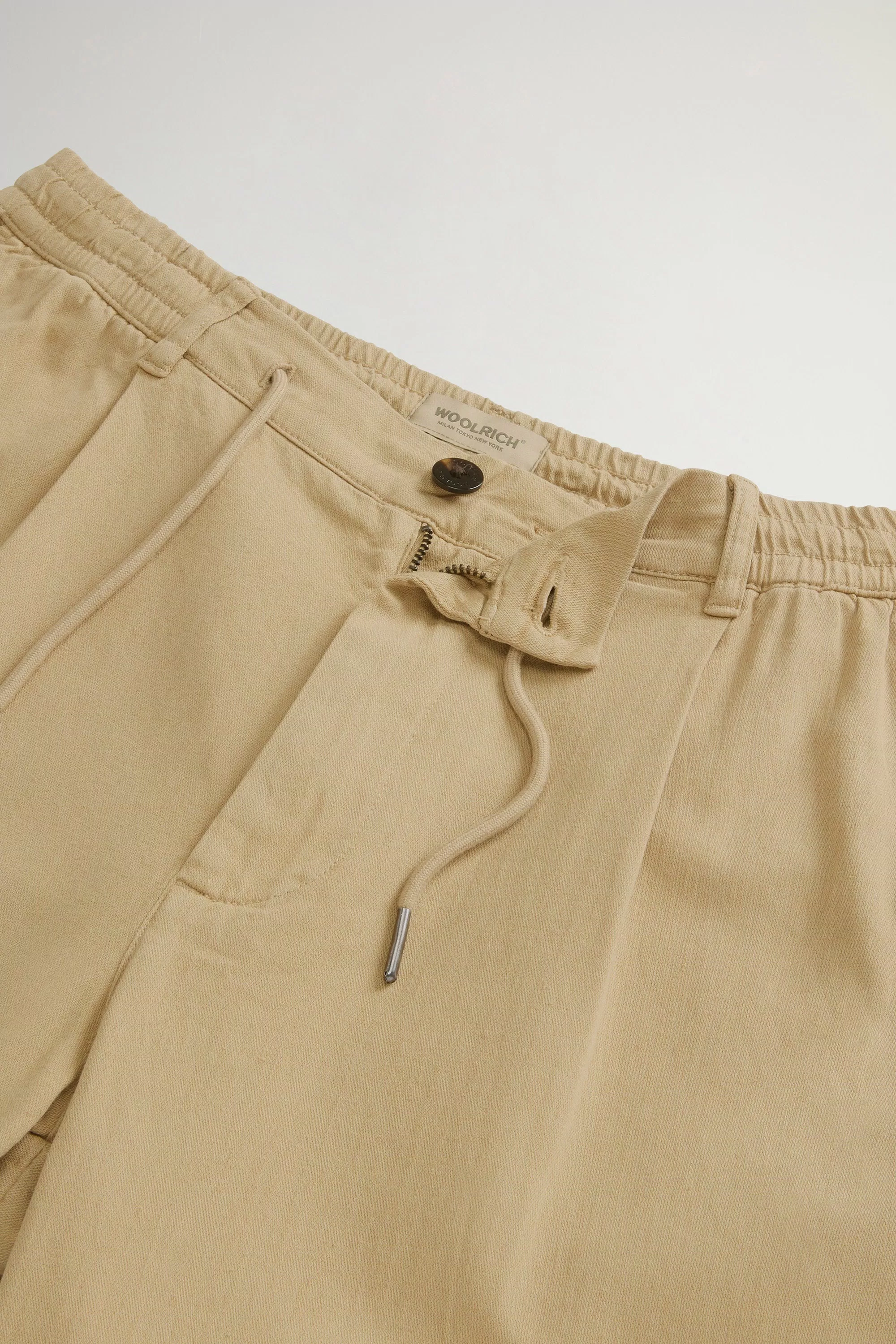 Garment-Dyed Milton Pants in Cotton and Linen Blend - Travertine