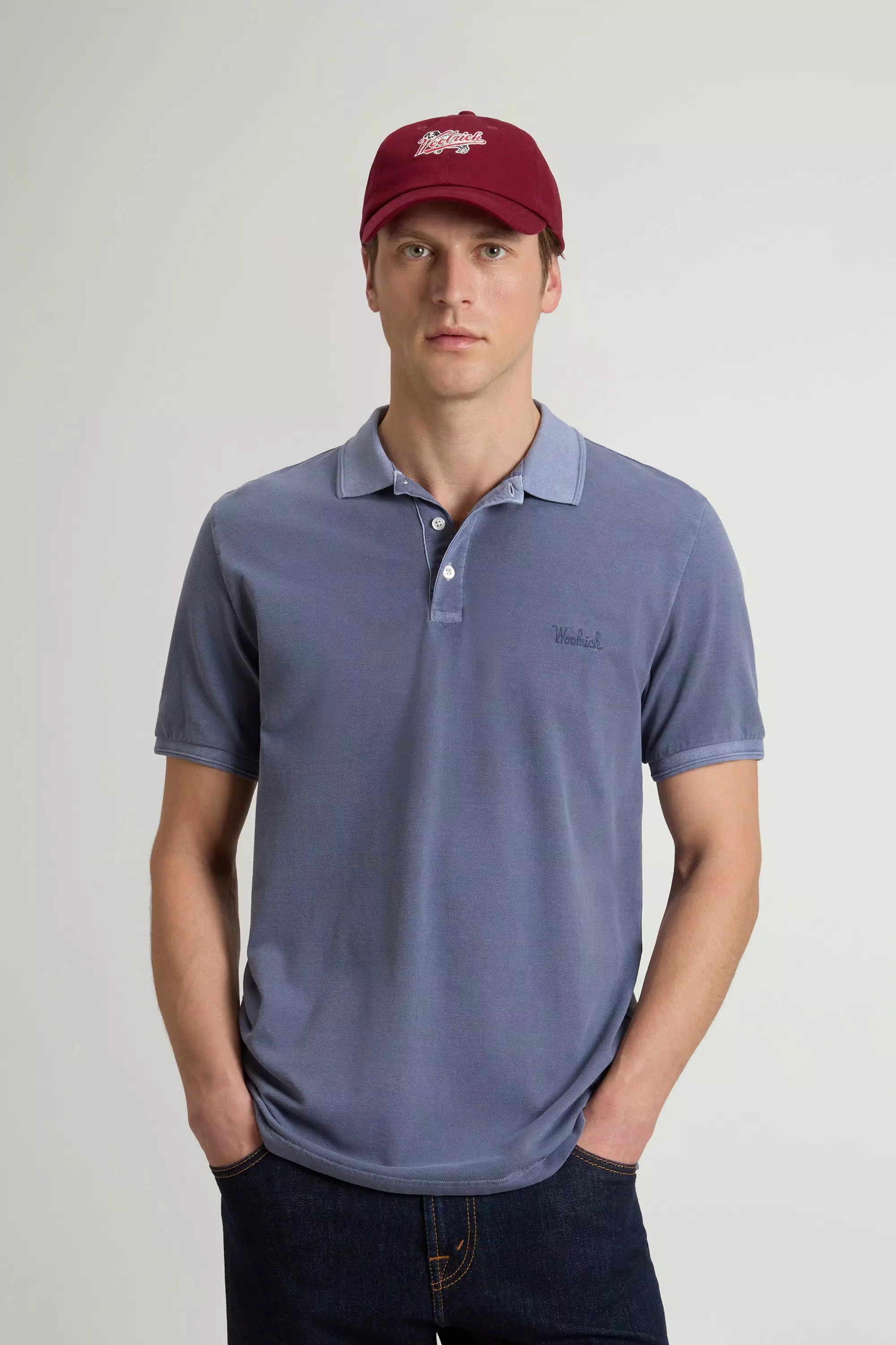 Garment-Dyed Mackinack Polo Shirt in Stretch Cotton Pique - Faded Grisaille